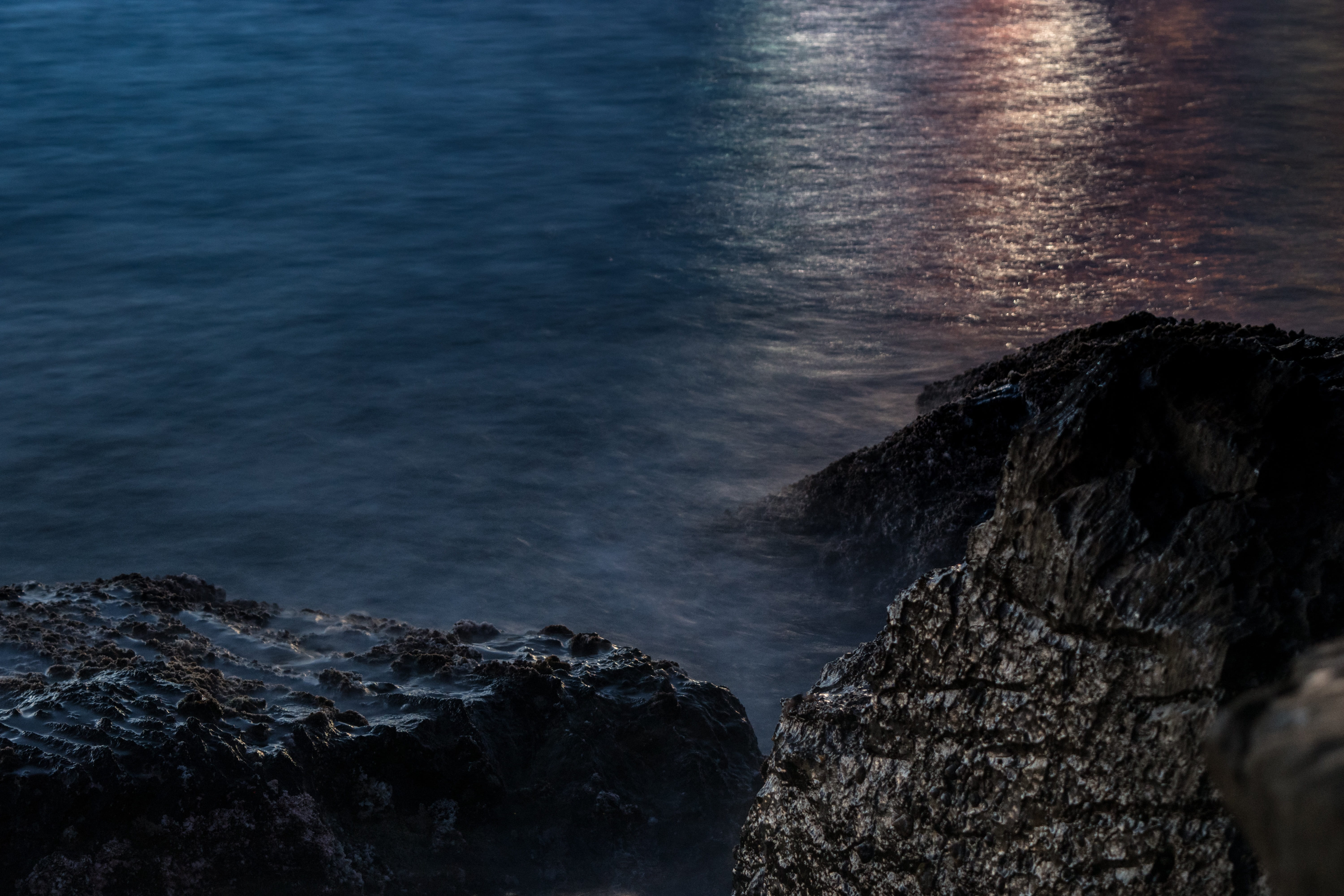 seashore, seascape, 5K, solid, rock - object, sea, wave, reflection, beauty in nature, close-up, outdoors, waves, aquatic sport, motion, dawn, water, no people, HD Wallpaper