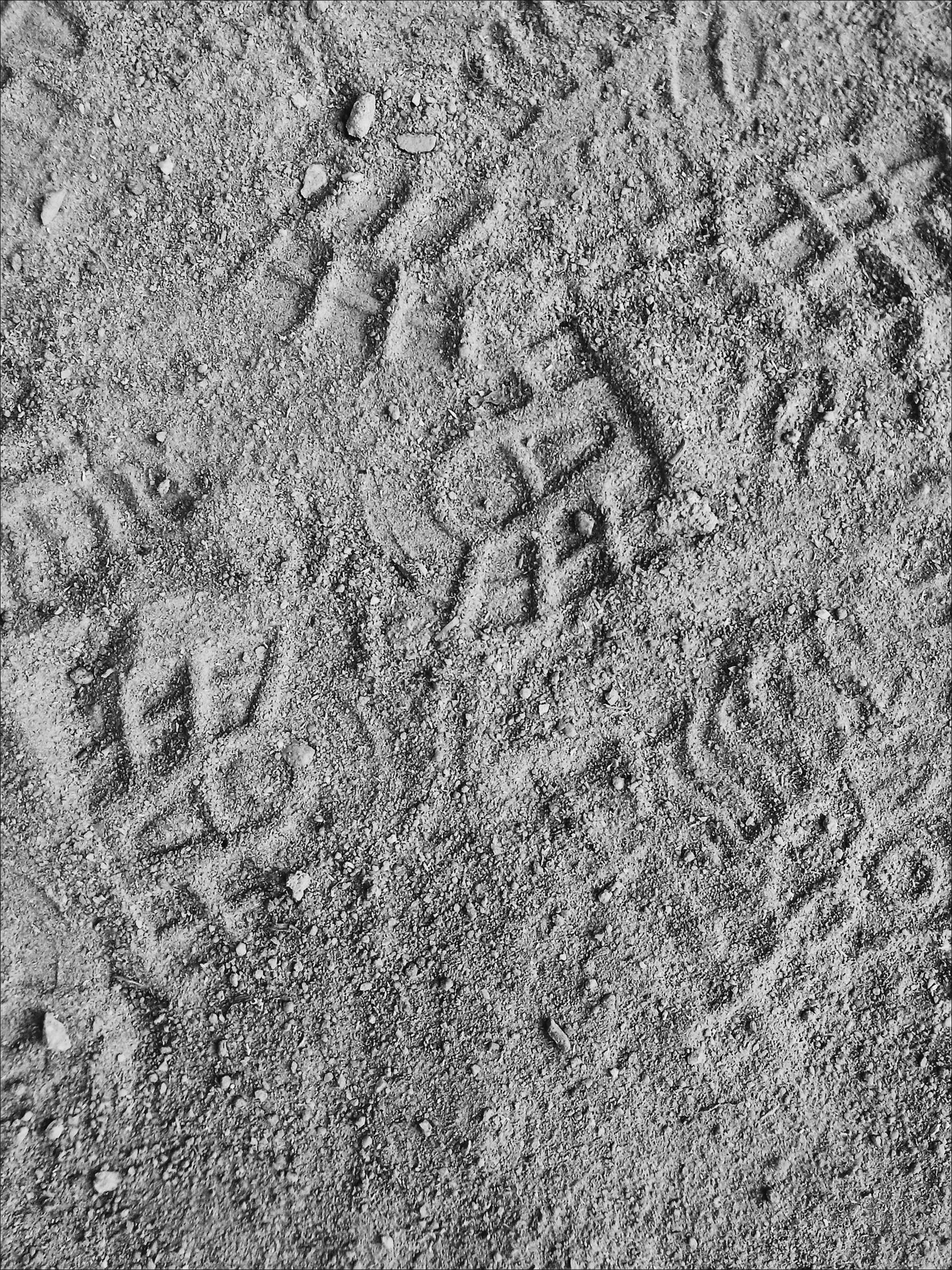 walk, day, sunlight, print, florestal, full frame, backgrounds, sand, no people, high angle view, communication, footsteps, art and craft, land, western script, Phone HD Wallpaper