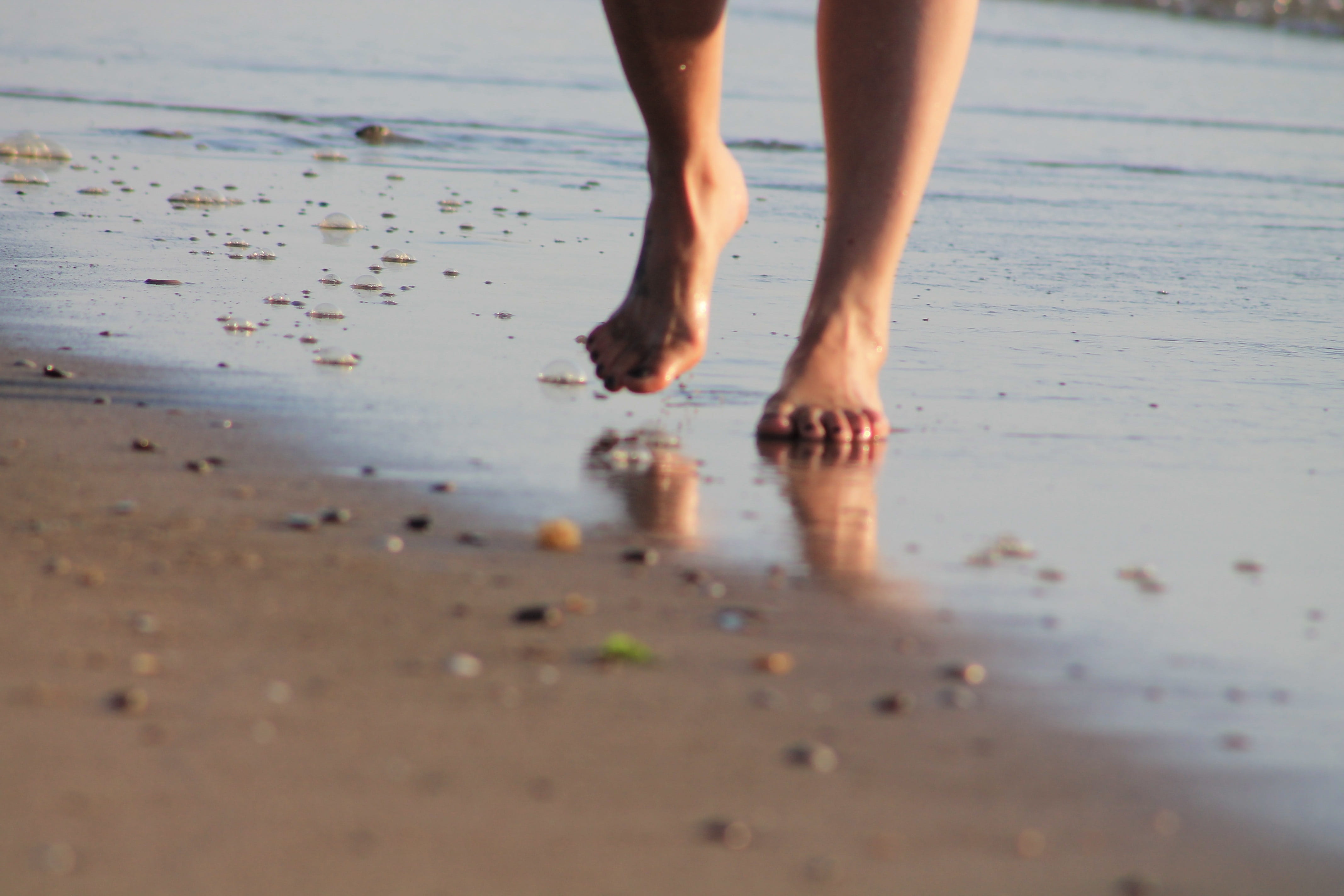 water, movement, human Leg, vacations, person, relaxation, holiday, summer, day, beach, walking, seashore, outdoors, people, standing, footprint, leisure activity, HD Wallpaper
