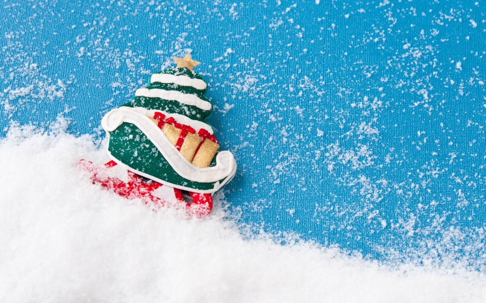 sleigh, 720P, gifts, snow, santa, tree, christmas, HD Wallpaper