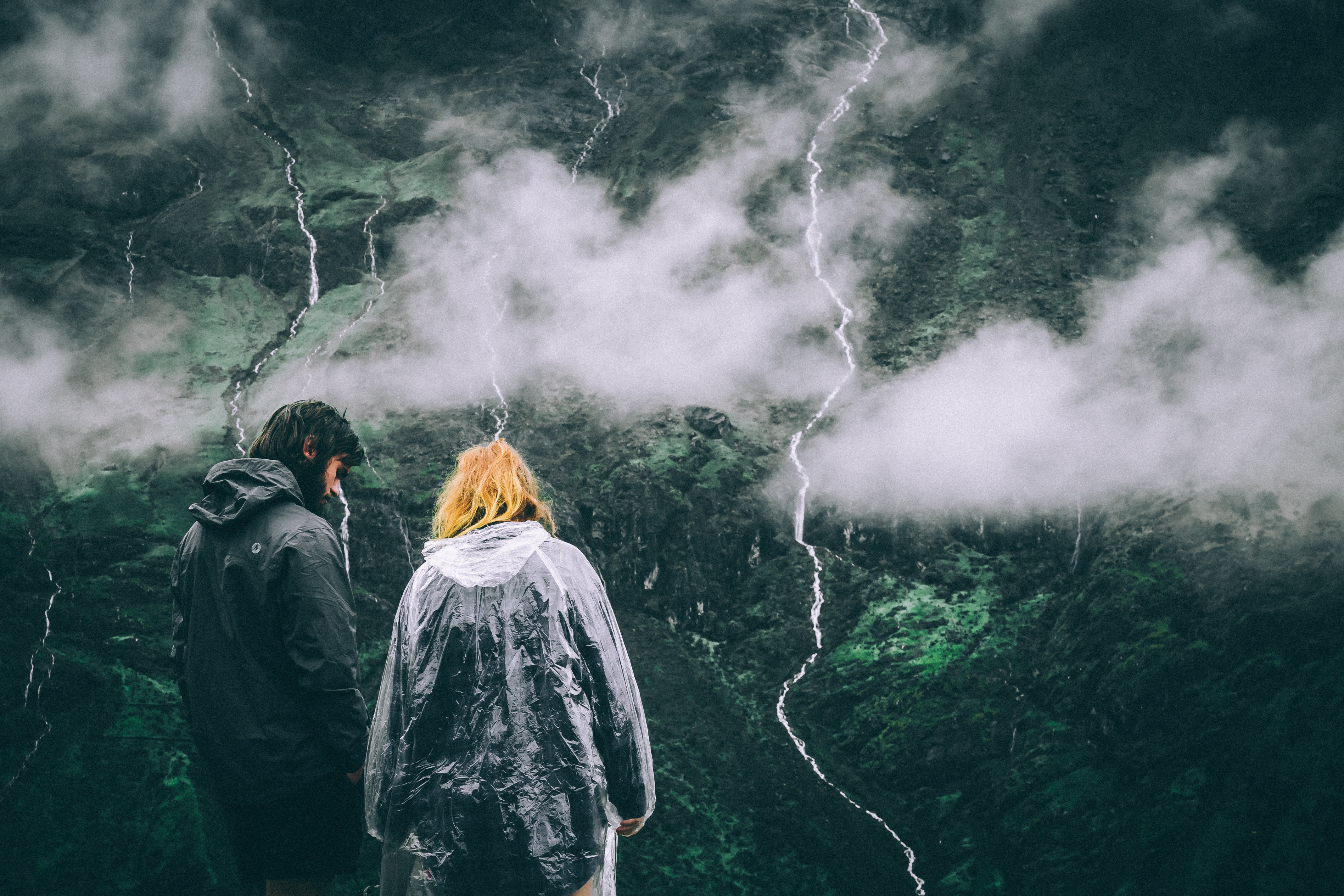 real people, man, day, rain, people, windbreaker, peak, togetherness, couple, love, land, fog, nature, hooded shirt, beauty in nature, women, lifestyles, HD Wallpaper