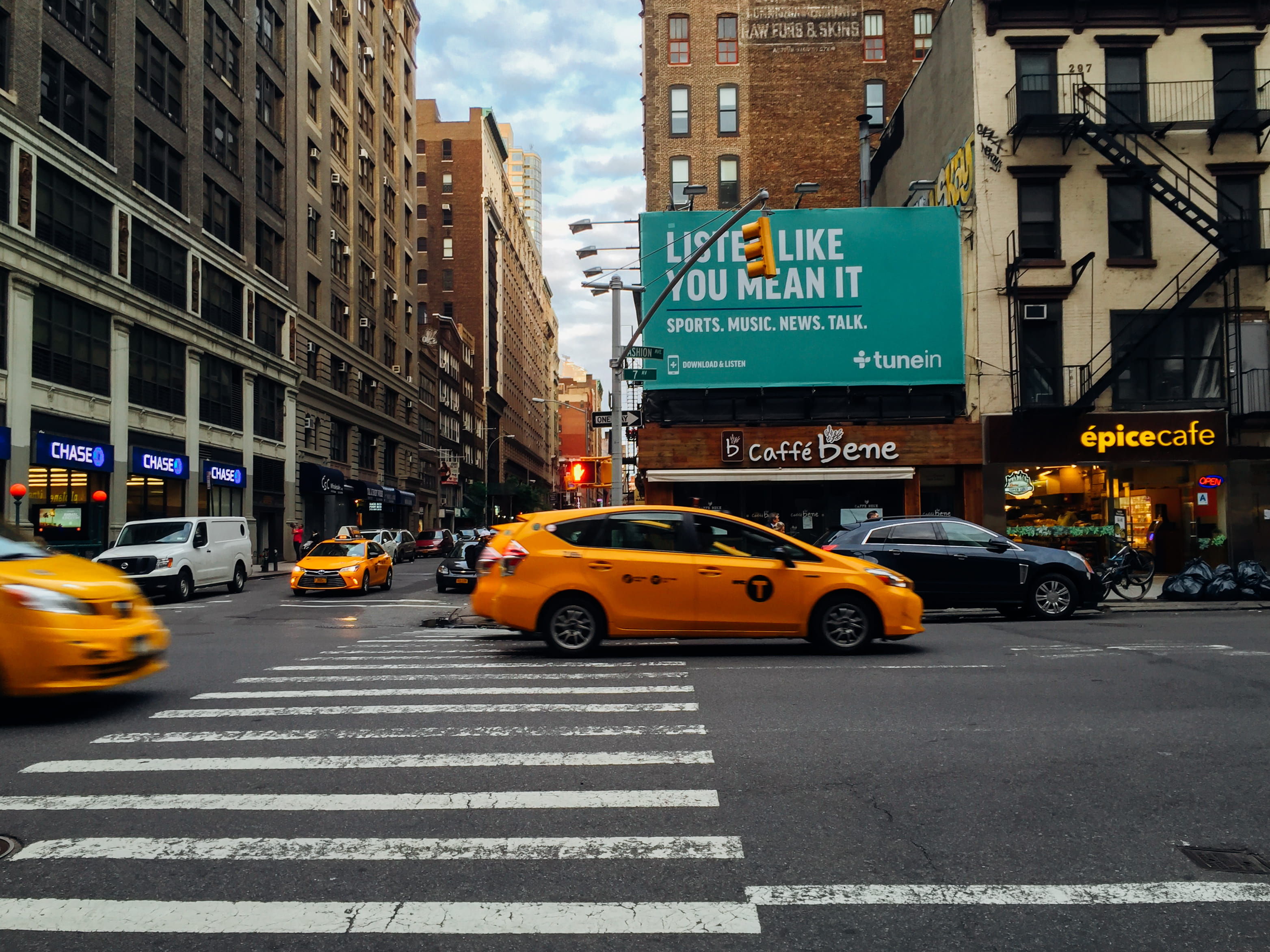 street, road, taxi, mode of transportation, crossing, marking, transportation, zebra crossing, manhattan, architecture, road marking, 2K, crosswalk, car, HD Wallpaper