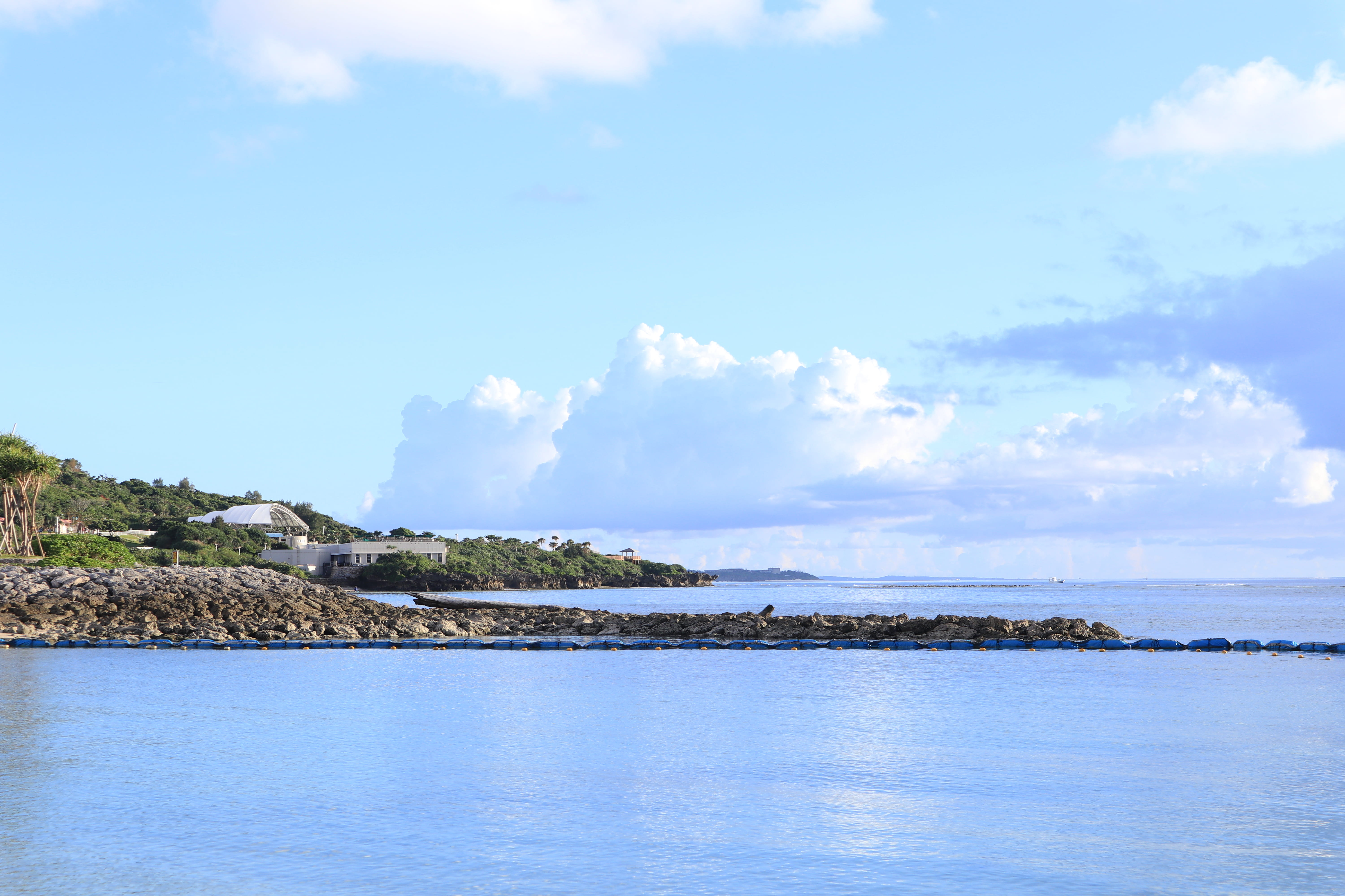 beauty in nature, waterfront, ocean, tranquility, motobu-chō, remote, water, non-urban scene, blue, tranquil scene, cloud - sky, scenics - nature, no people, HD Wallpaper