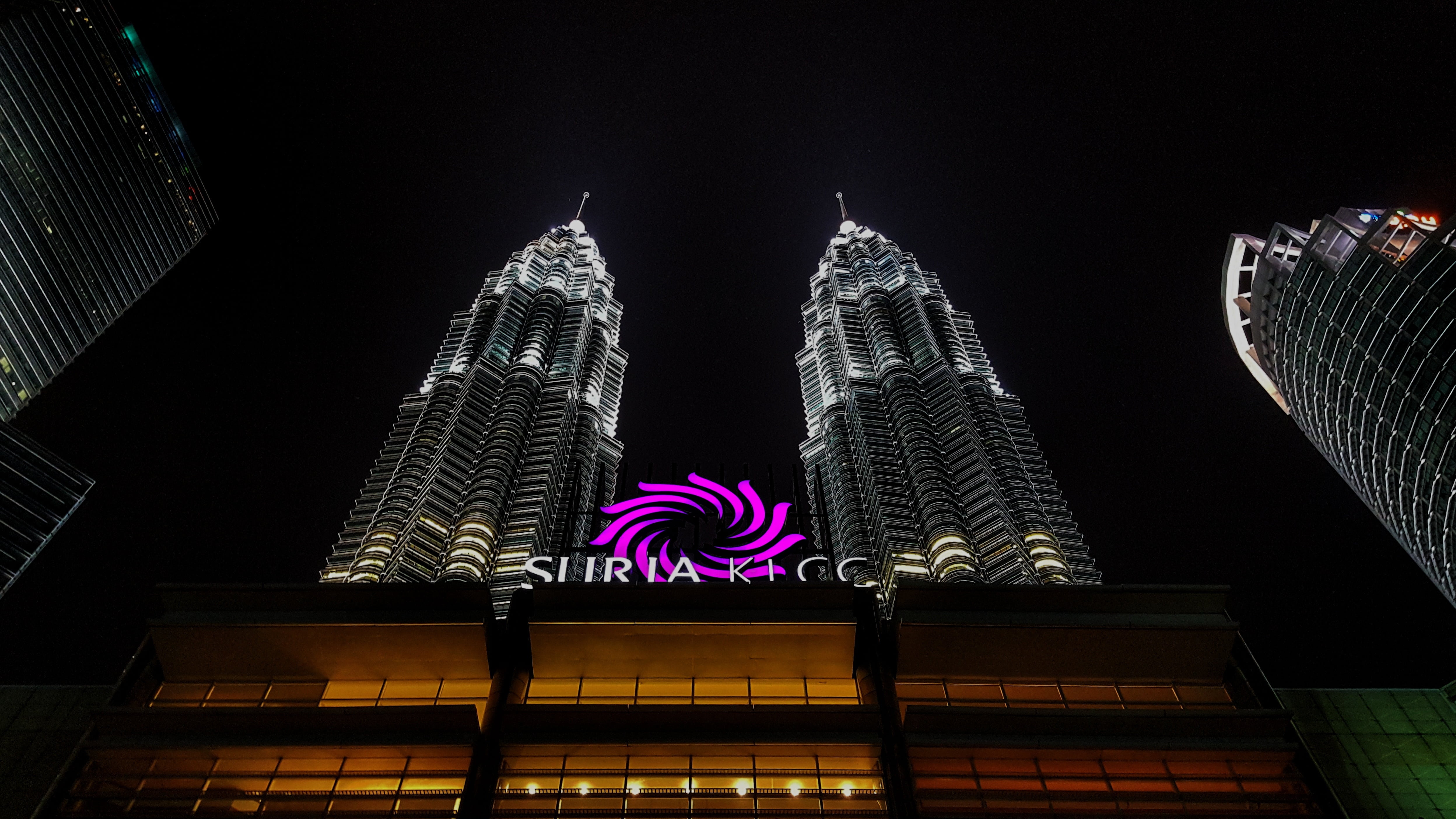 landscape, close-up, modern, lumpur, kuala, tower, iconic, landmark, lighting equipment, night, financial district, cityscape, city, business, outdoors, HD Wallpaper