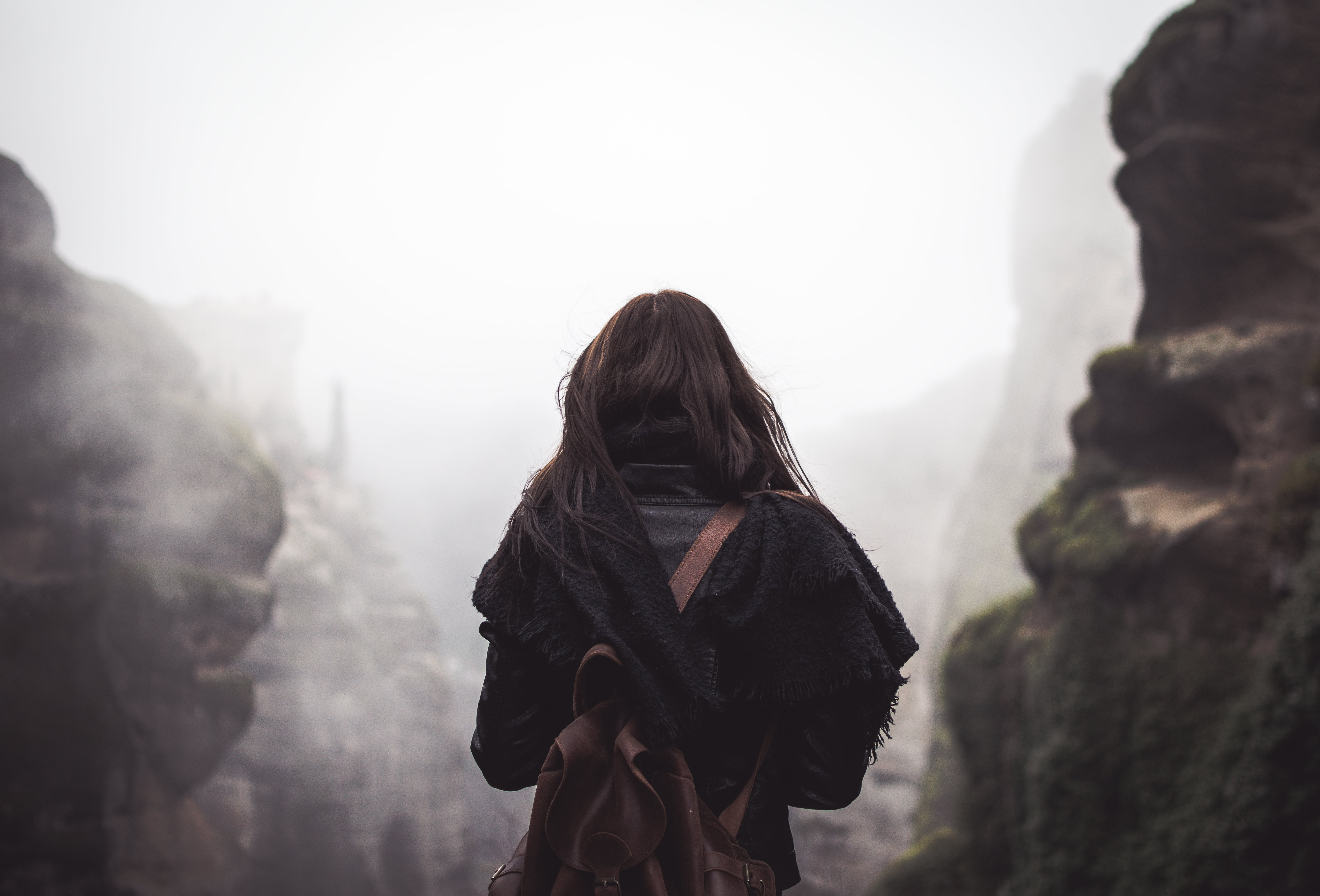 nature, real people, activity, black, cliff, tourist, mountain, backpack, winter, non-urban scene, autumn, young women, forest, walking, adventure, rock - Object, HD Wallpaper