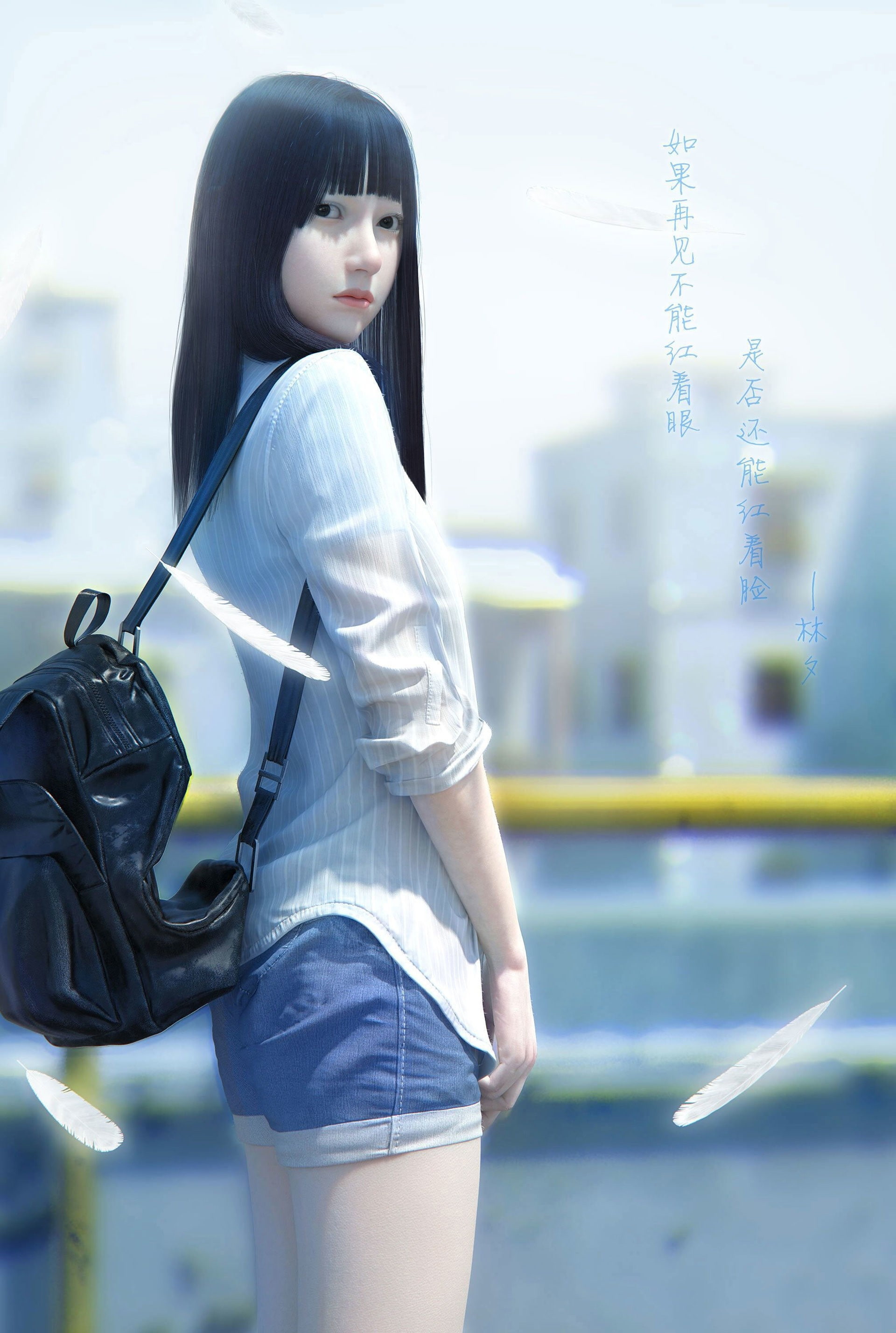 backpacks, digital art, 3D, anime, render, 2K, anime girls, Phone HD Wallpaper