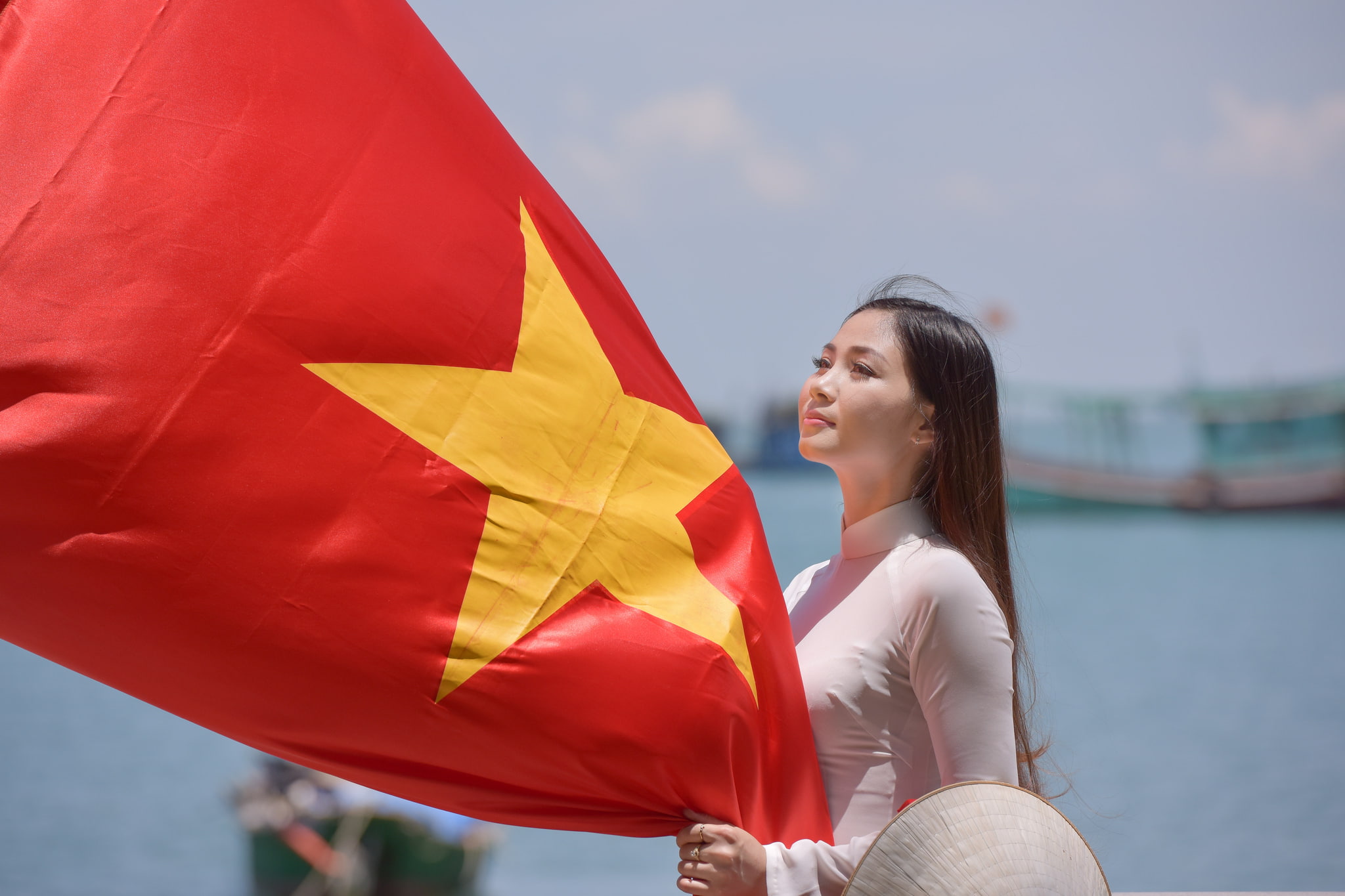1080P, dress, Vietnam, face, star, flag, girl, HD Wallpaper