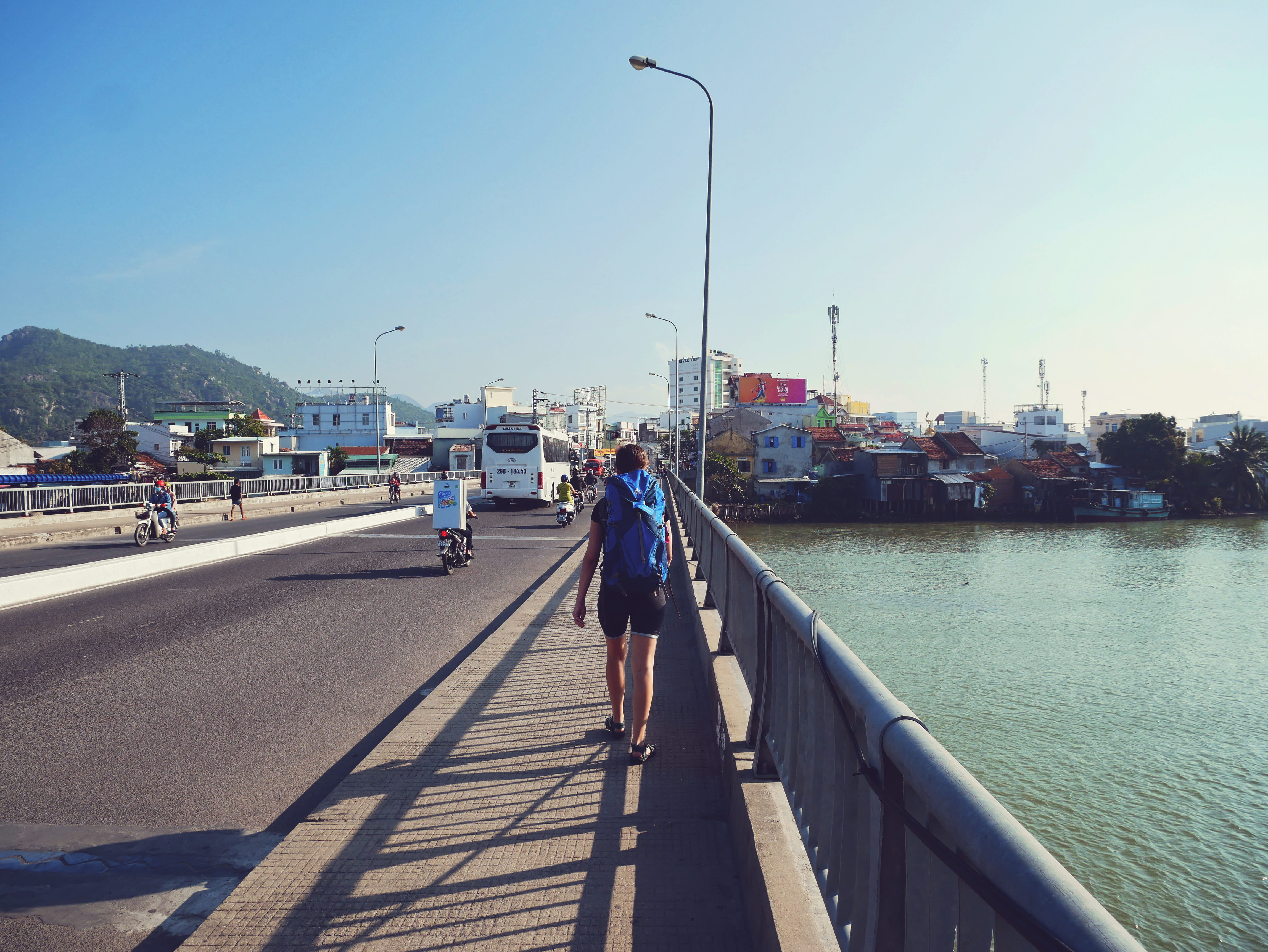sky, backpacking in asia, mode of transportation, solo traveling, backpack, men, asia, solo backpacking, 4K, real people, day, full length, young, built structure, HD Wallpaper