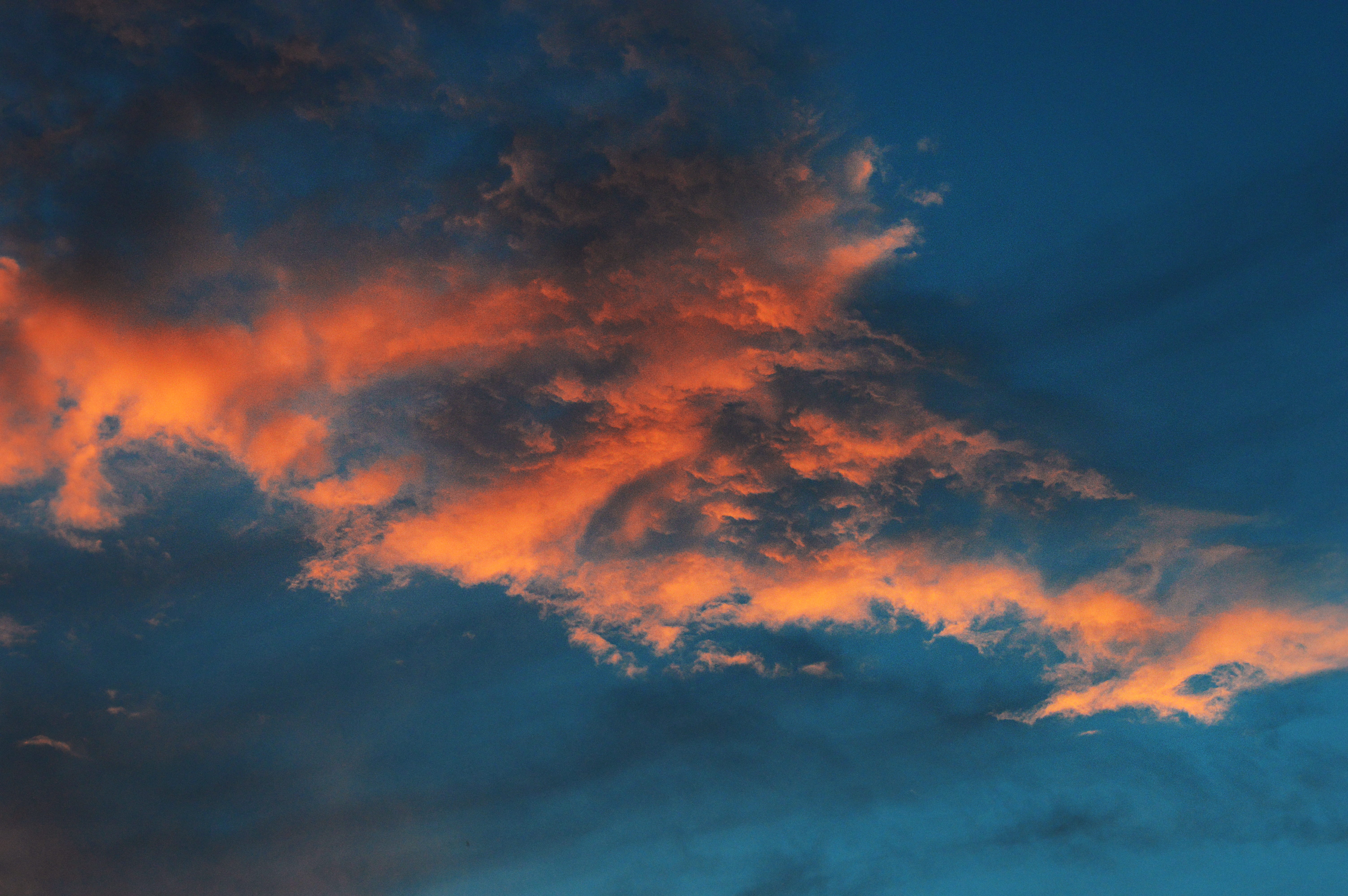 abstract backgrounds, majestic, 5K, tranquil scene, power in nature, backgrounds, sky, awe, low angle view, orange color, red, meteorology, environment, HD Wallpaper
