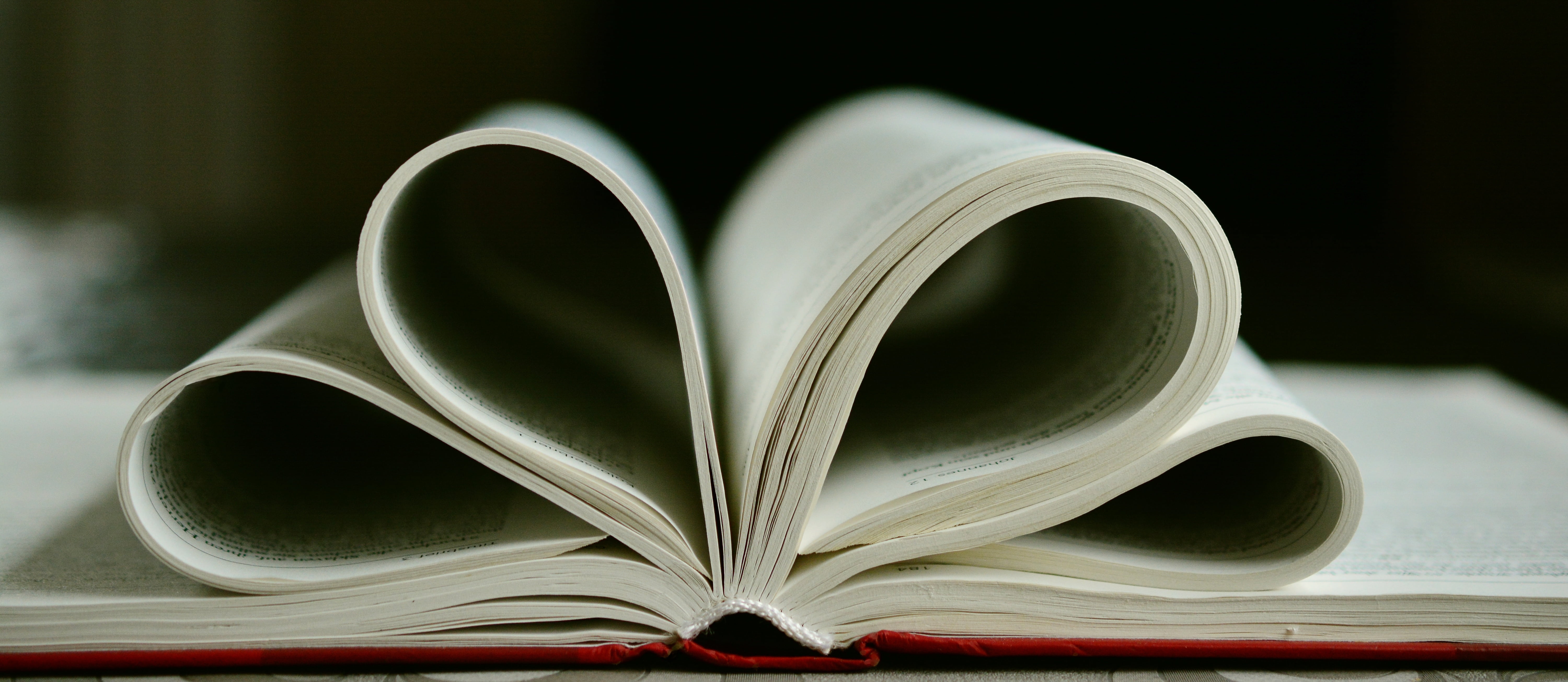 opened, page, read, close, black background, no people, literature, photography, close-up, folded, reading, holy scripture, heart shape, education, indoors, HD Wallpaper
