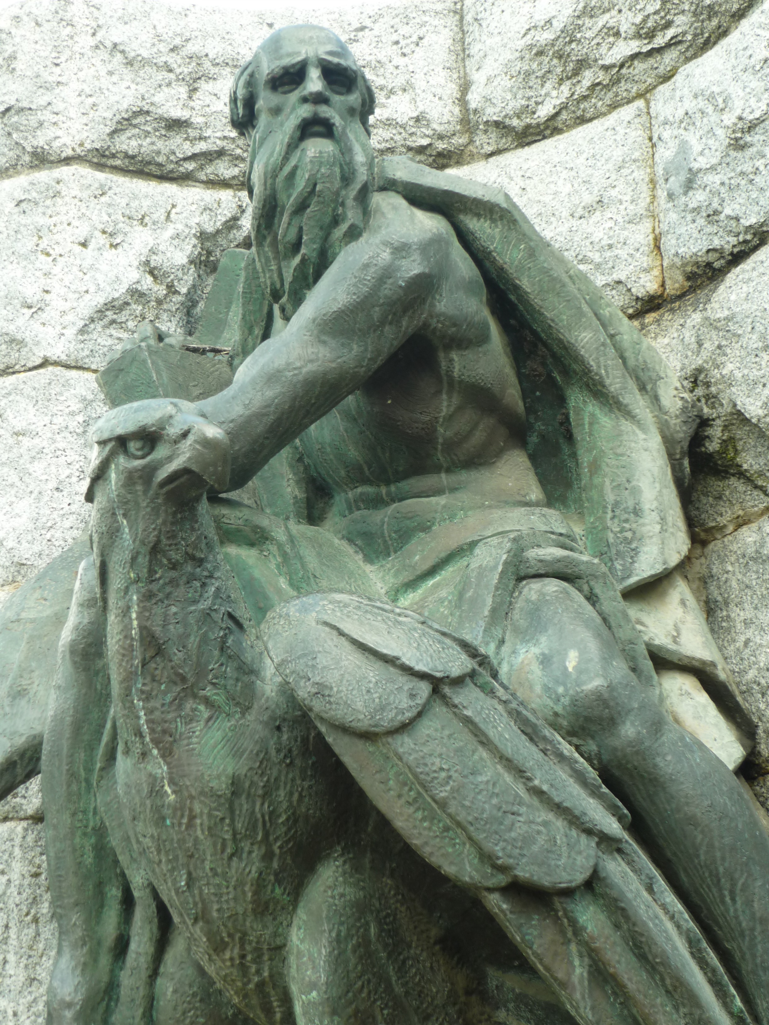 low angle view, new testament, sculpture, architecture, male likeness, san juan apóstol, eagle, representation, san juan, art and craft, creativity, solid, Phone HD Wallpaper