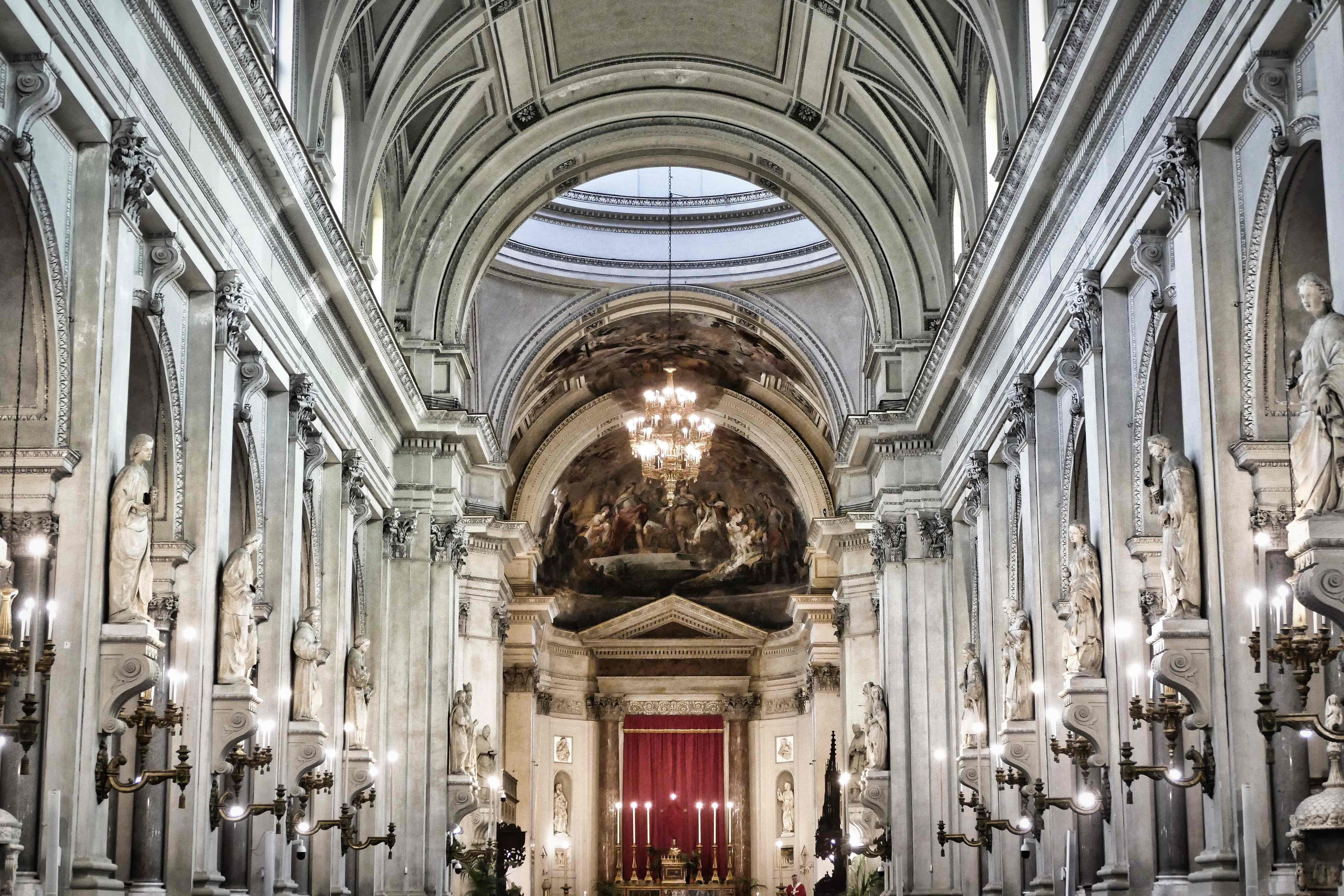 arch, spirituality, architecture and art, sicily, ornate, palermo, illuminated, baroque, chapel, cathedral, architecture, places of interest, indoors, architectural column, HD Wallpaper
