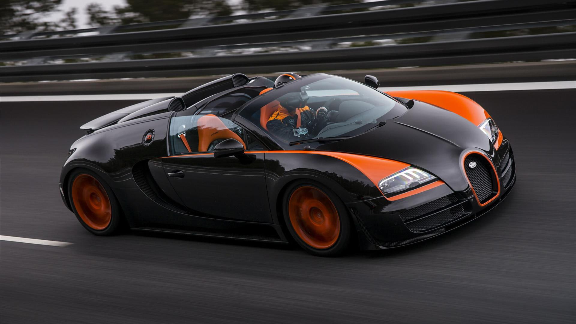 vitesse, veyron, black, grand, 1080P, sport, bugatti, cars, HD Wallpaper
