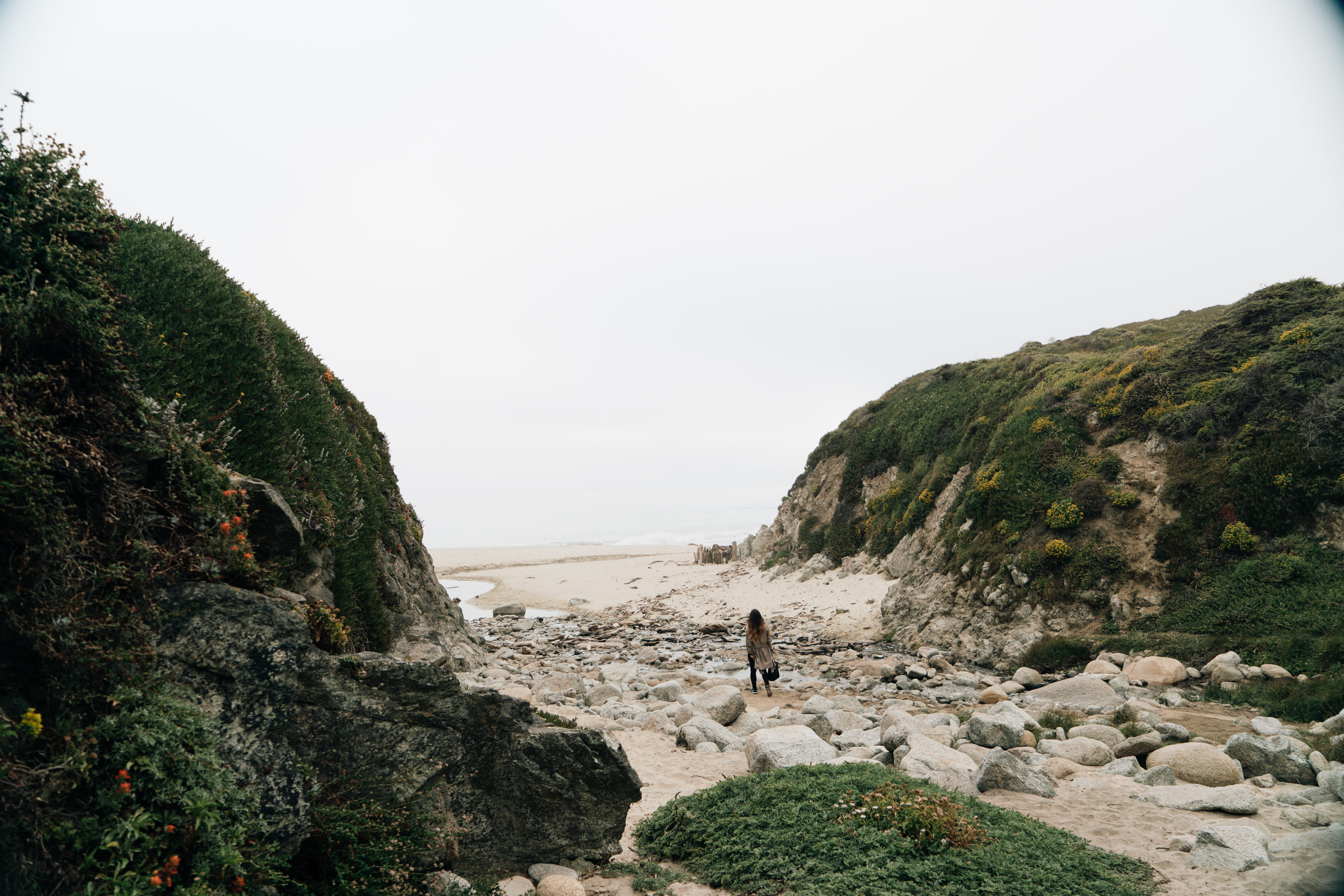 rocks, sand, tranquil scene, leisure activity, day, solid, tranquility, california, fall, sky, plant, outdoors, lifestyles, carmel-by-the-sea, west coast, HD Wallpaper