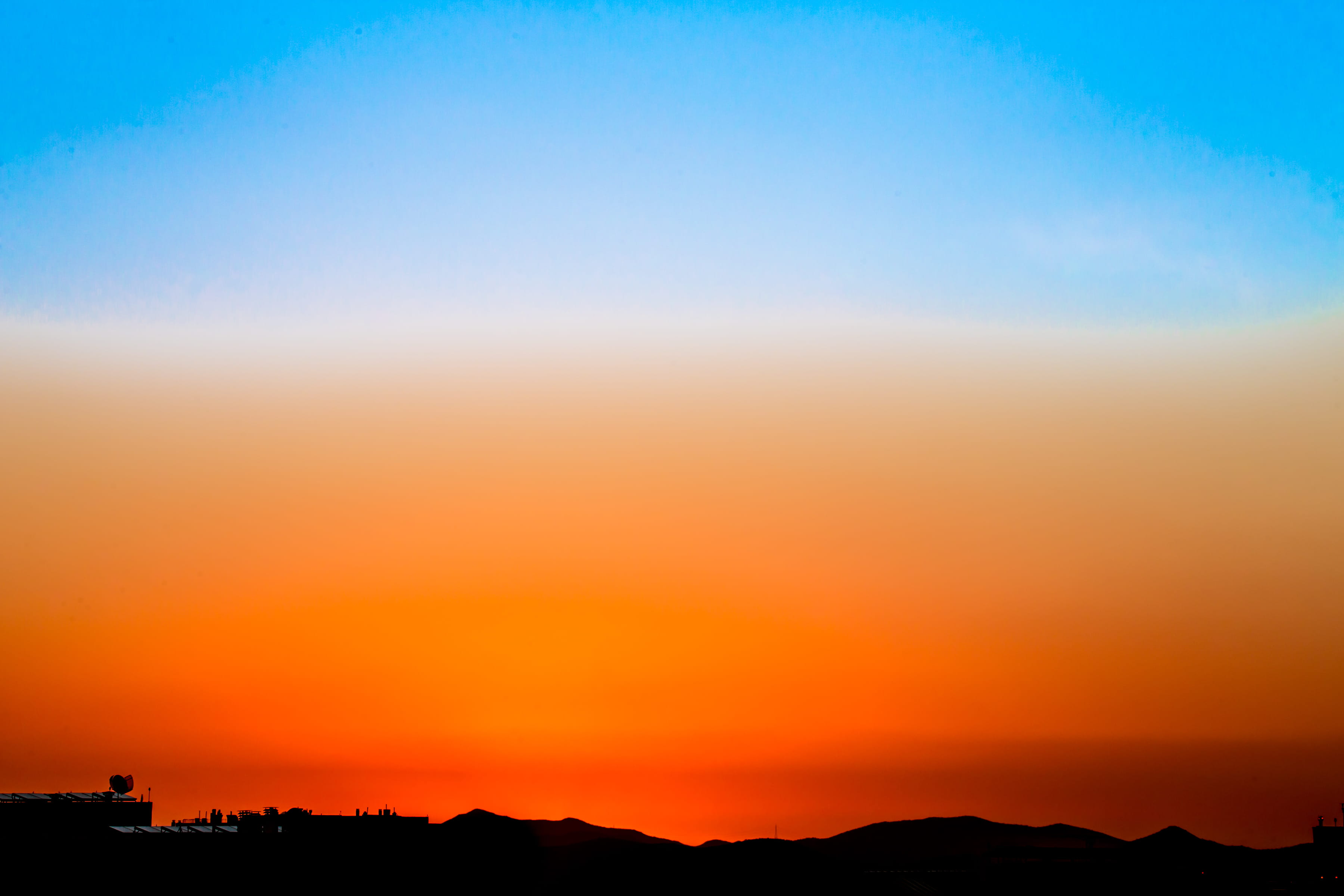 orange, dawn, environment, outdoors, scenics - nature, dusk, mountain, tranquil scene, architecture, 2K, hills, romantic sky, sunset, landscape, HD Wallpaper