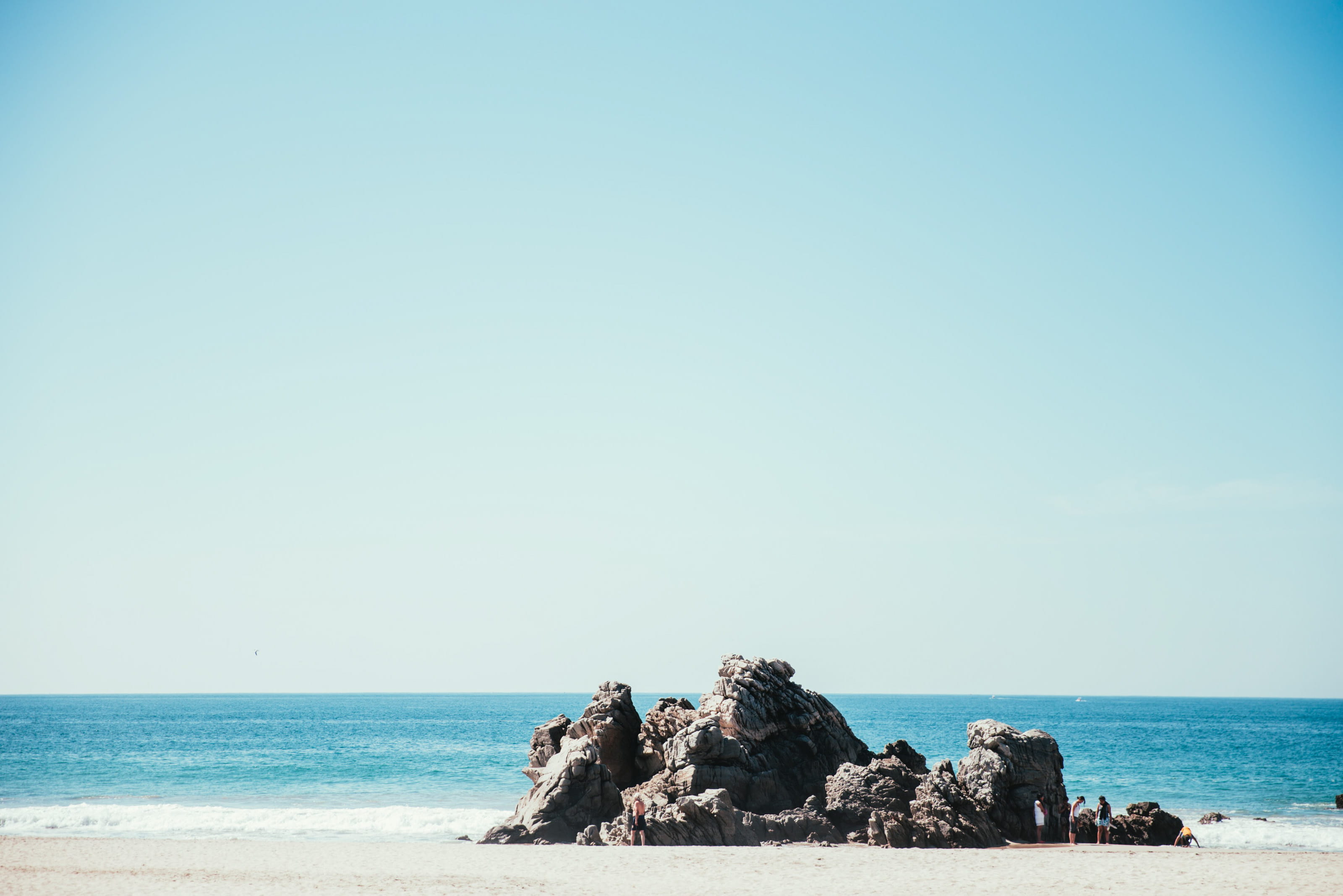 water, Landscape, Sun, day, turquoise blue, nature, natural, Sand, rock, blue, Rocks, Ocean, Coast, outdoors, scenics - nature, beach, seascape, wave, Light, HD Wallpaper
