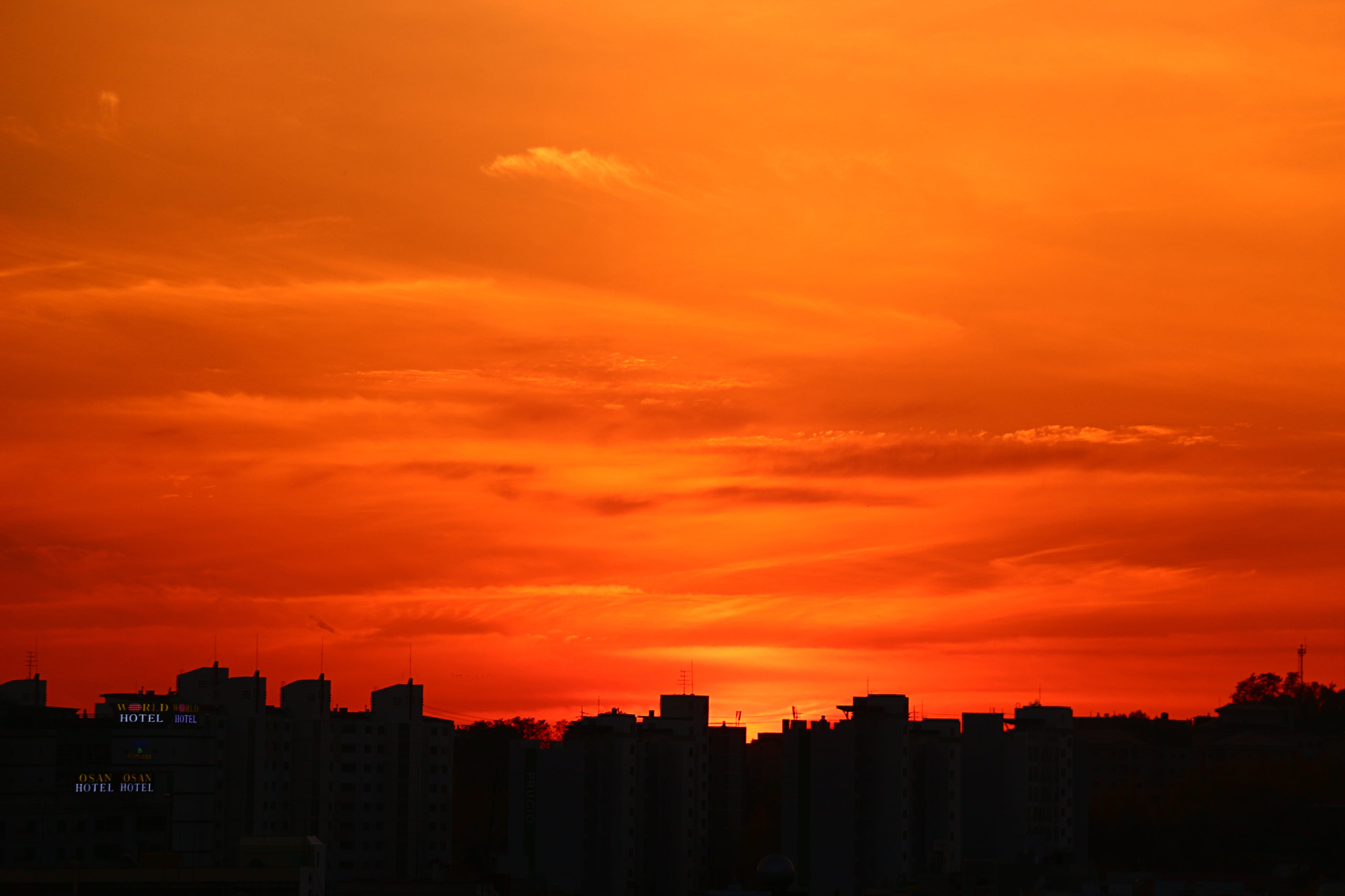 city, red, building, veranda, beauty in nature, apartment, day, mood, skyscraper, sunrise, landscape, romantic sky, city life, happy, photography, 5K, HD Wallpaper