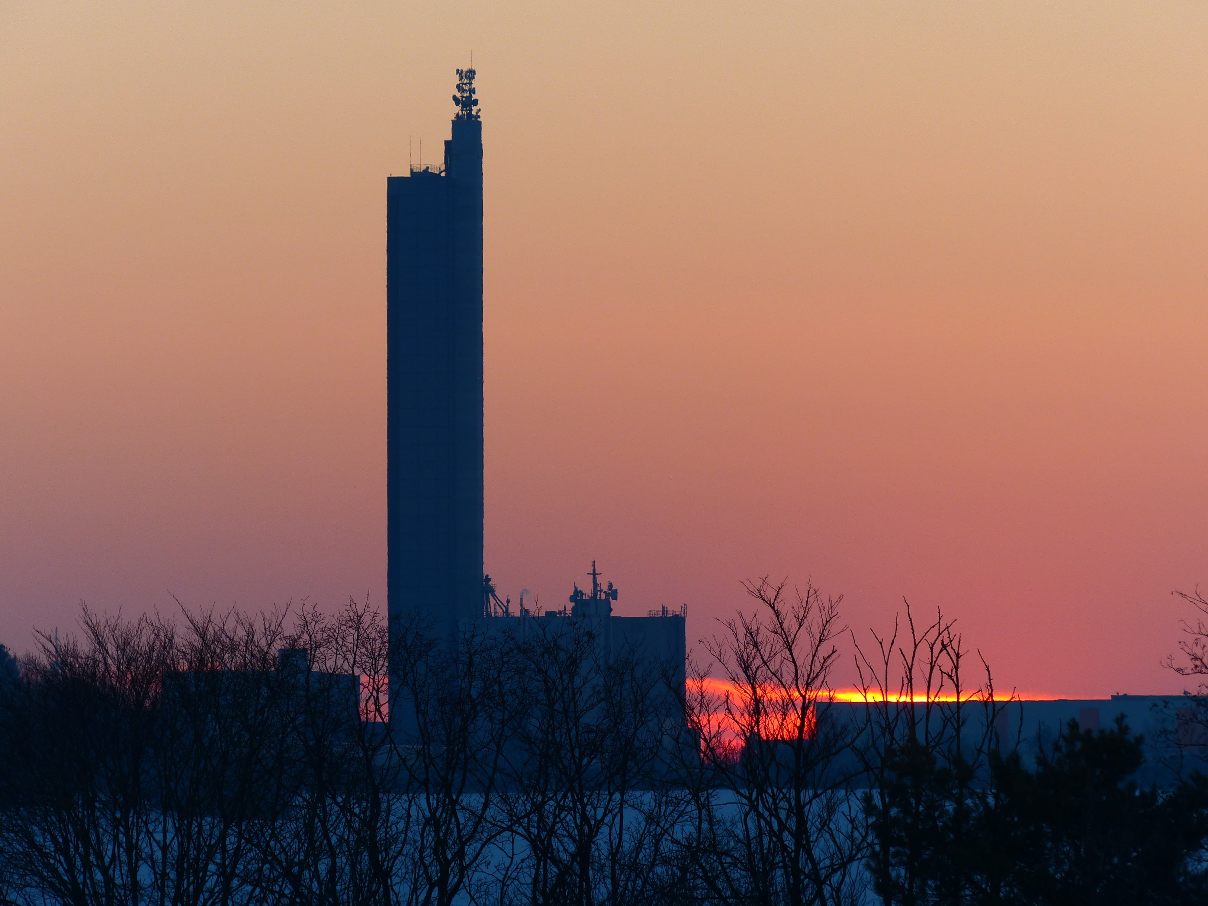 wintry, beauty in nature, jungingen, bare tree, building, memory, orange color, building exterior, world record, silhouette, skyscraper, schapfe mill, tree, HD Wallpaper