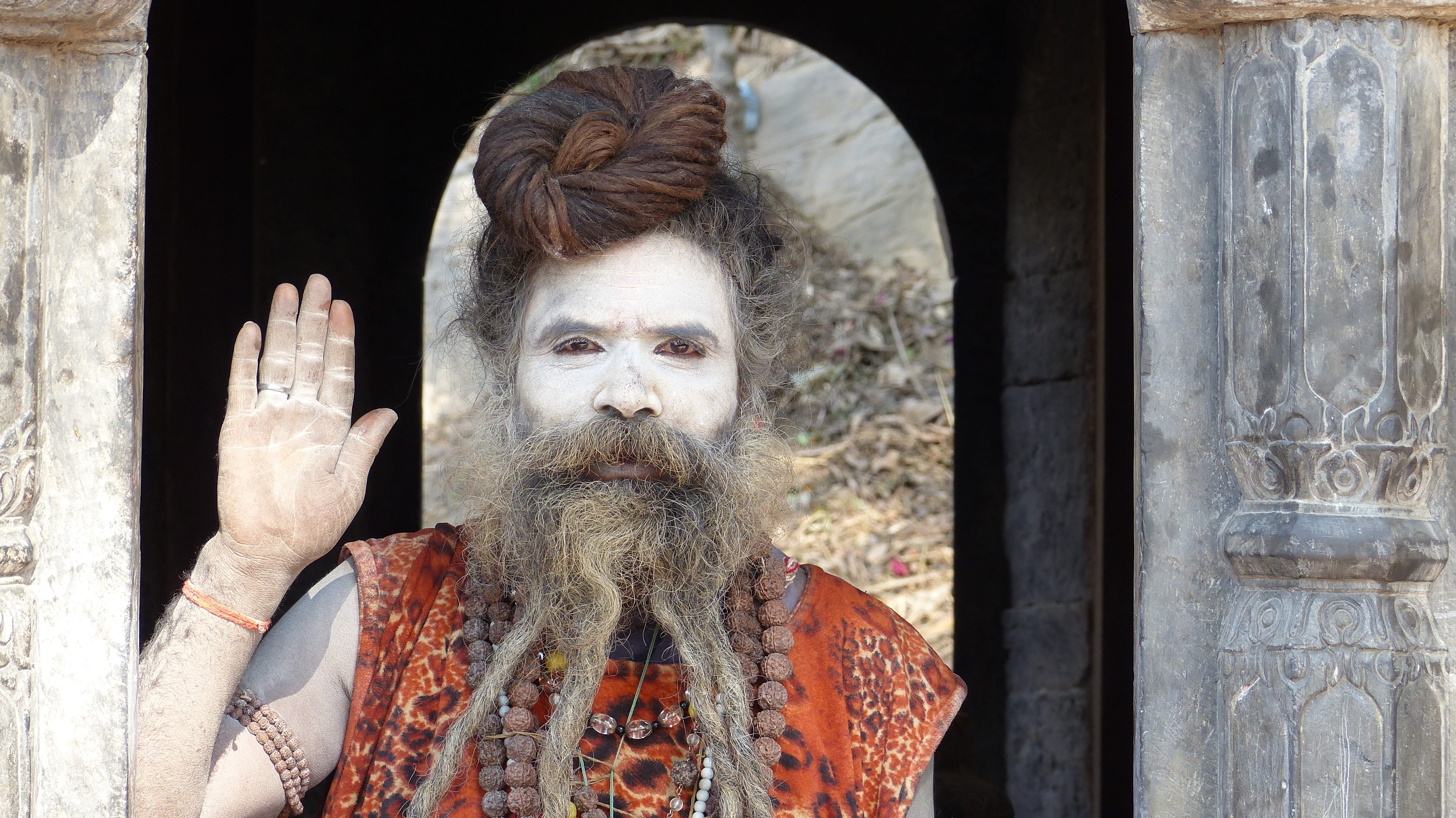 nepal, day, real people, holy, religion, males, door, architecture, portrait, face, built structure, men, one person, adult, sadhu, art, front view, headshot, HD Wallpaper