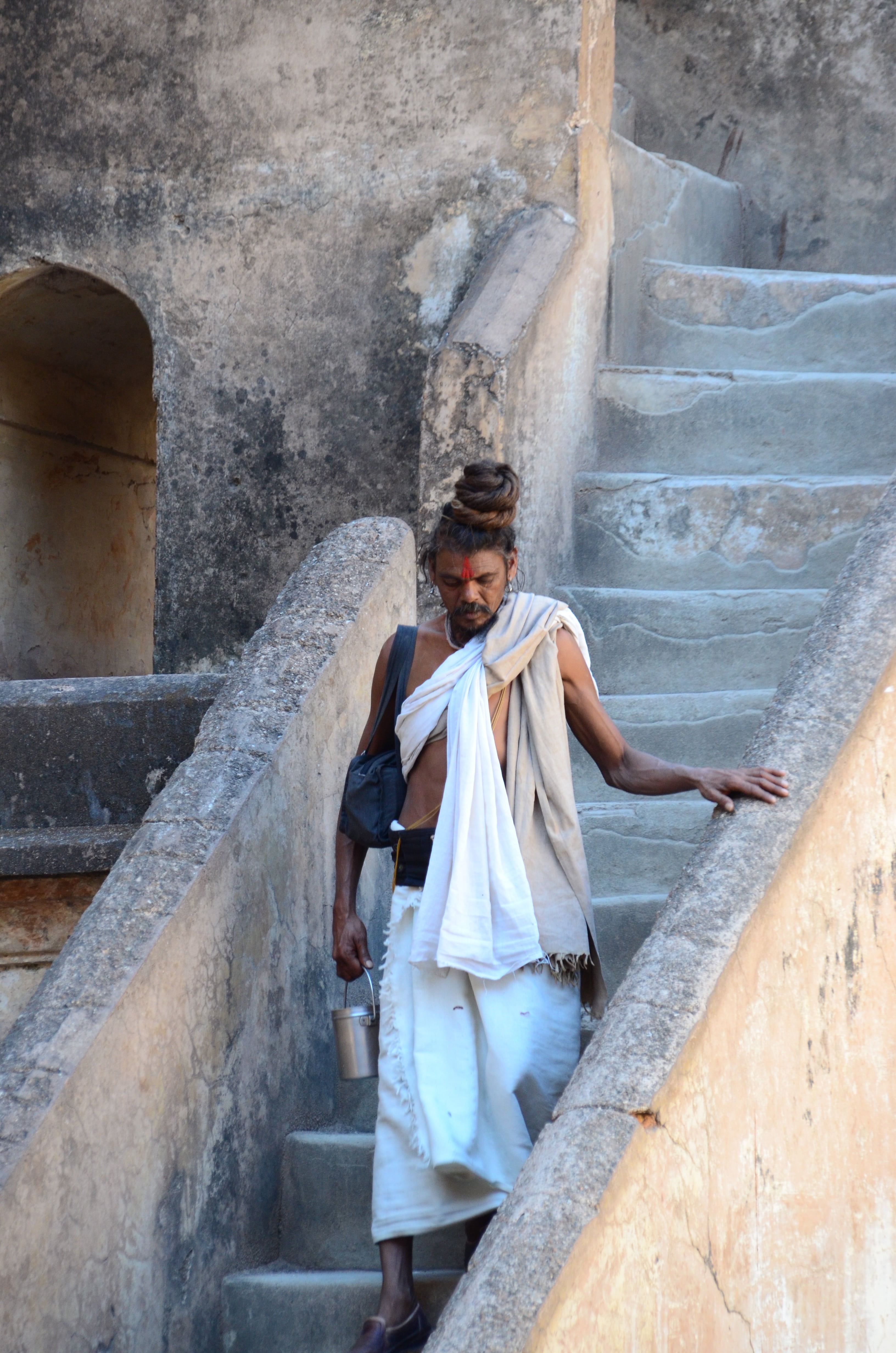 architecture, casual clothing, one person, cultures, three quarter length, people, outdoors, concrete, young men, staircase, built structure, day, water, Phone HD Wallpaper