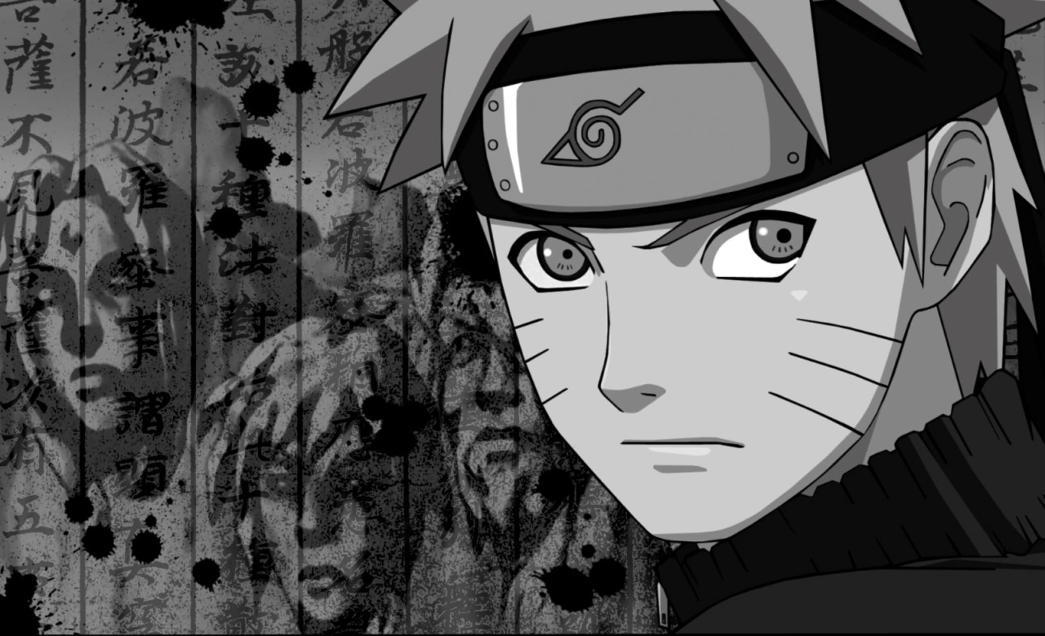 indoors, facial Expression, motor vehicle, creativity, black And White, 1080P, pattern, Hokage, wall - building feature, representation, naruto, adult, HD Wallpaper