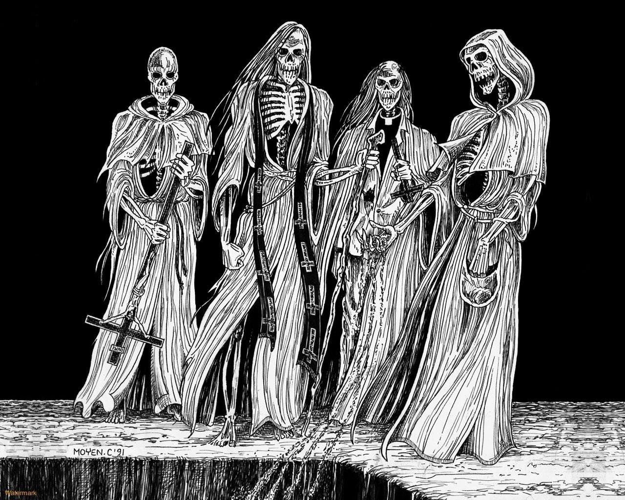 Heavy Metal, Metal, Hard Rock, Beherit, Music, 720P, Grim Reaper, Evil, Satanic, Occult, Skeleton, HD Wallpaper