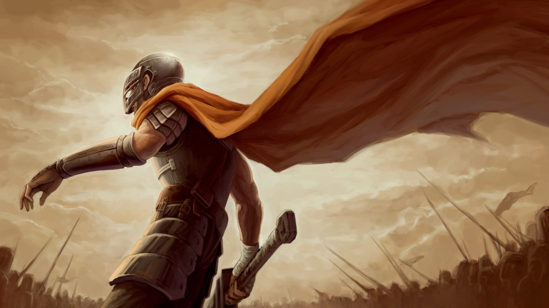 patriotism, sculpture, sky, Helmets, day, representation, of, Cloaks, statue, fantasy, low angle view, warriors, the past, cloud - sky, Hawk, people, flag, HD Wallpaper