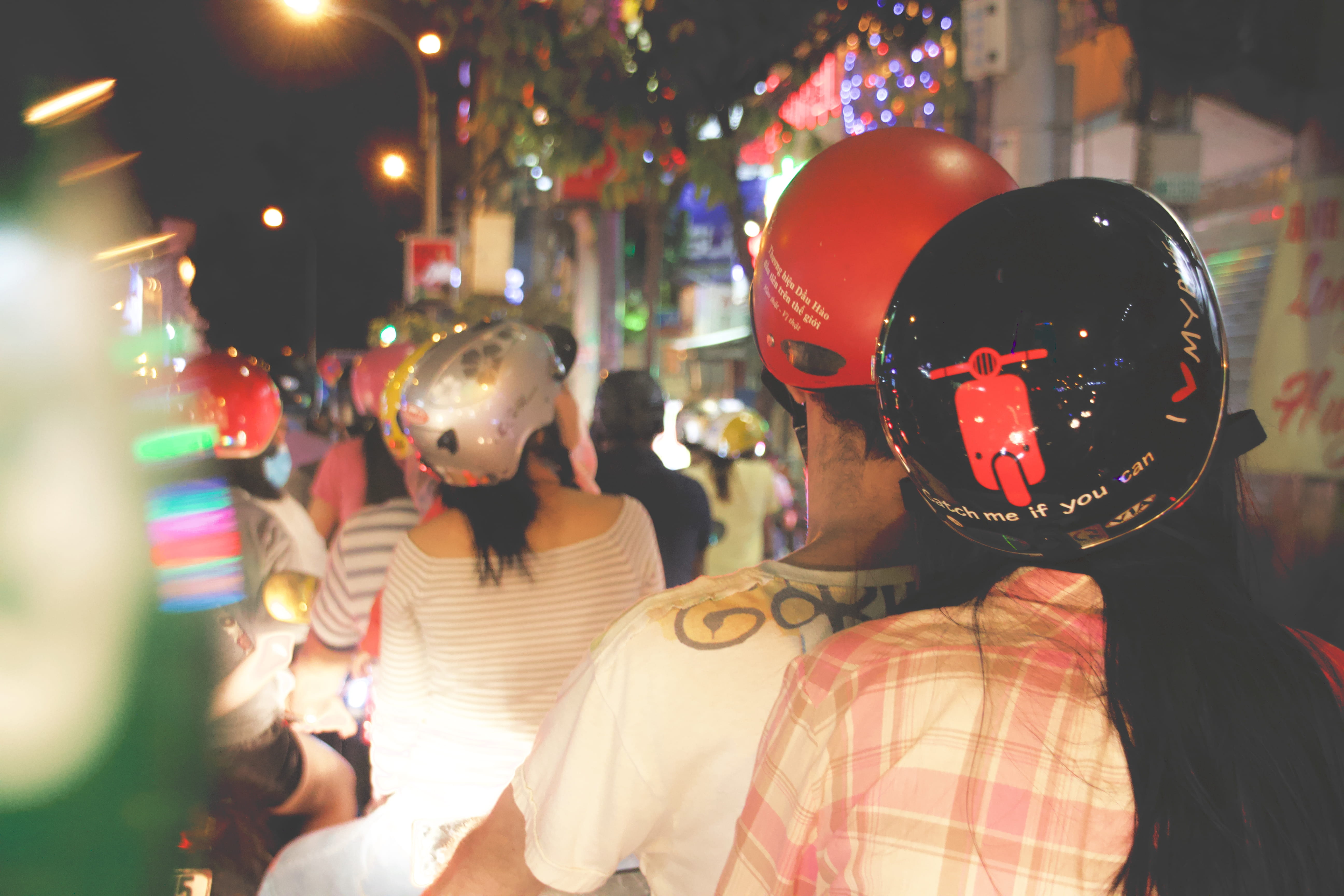 saigon, illuminated, night, real people, casual clothing, people, 5K, vietnam, catch me if you can, headshot, leisure activity, portrait, waist up, biker, HD Wallpaper