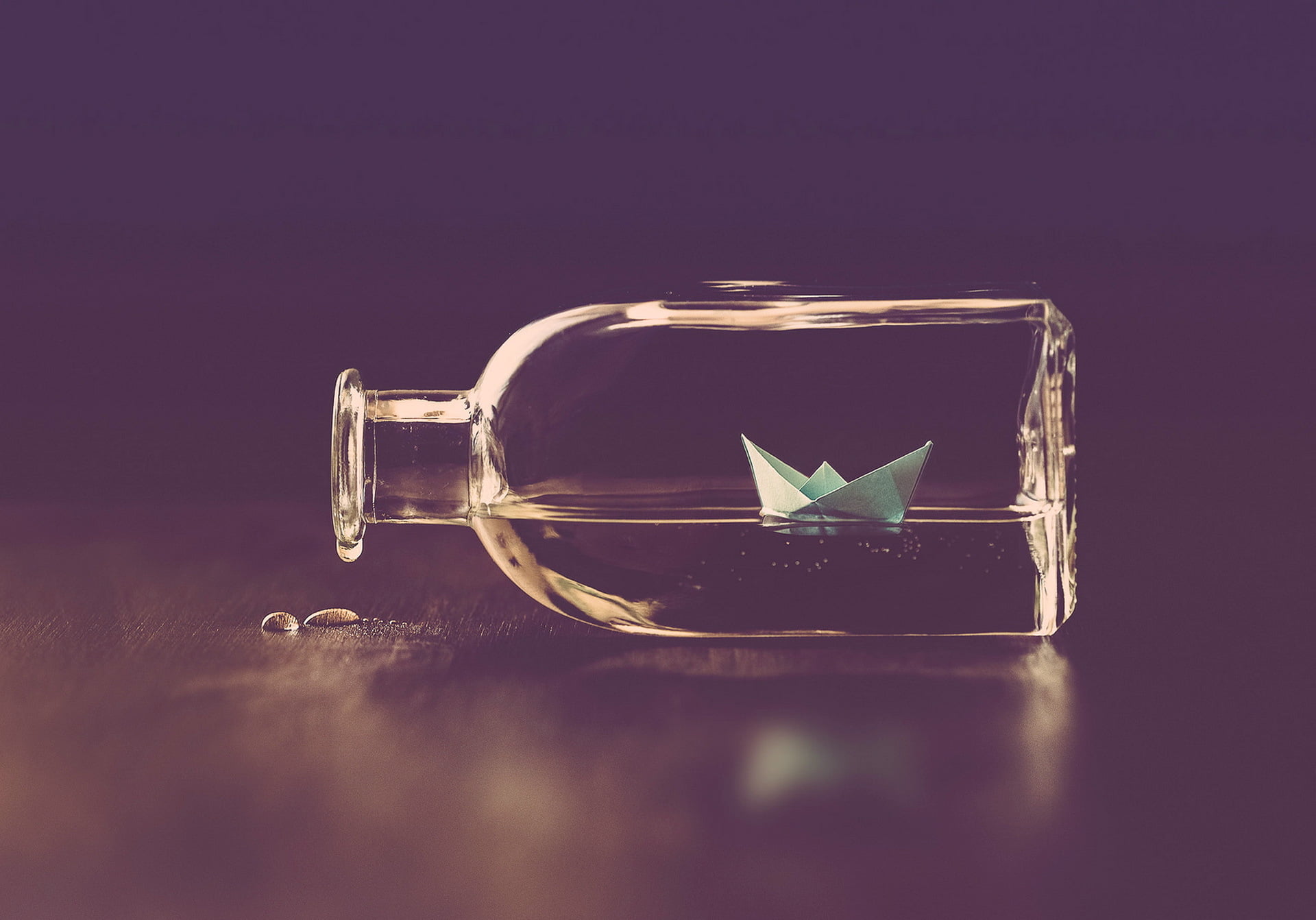 close-up, glass, indoors, household equipment, drinking glass, no people, glass - material, boat, single object, impossible, green, reflection, copy space, HD Wallpaper