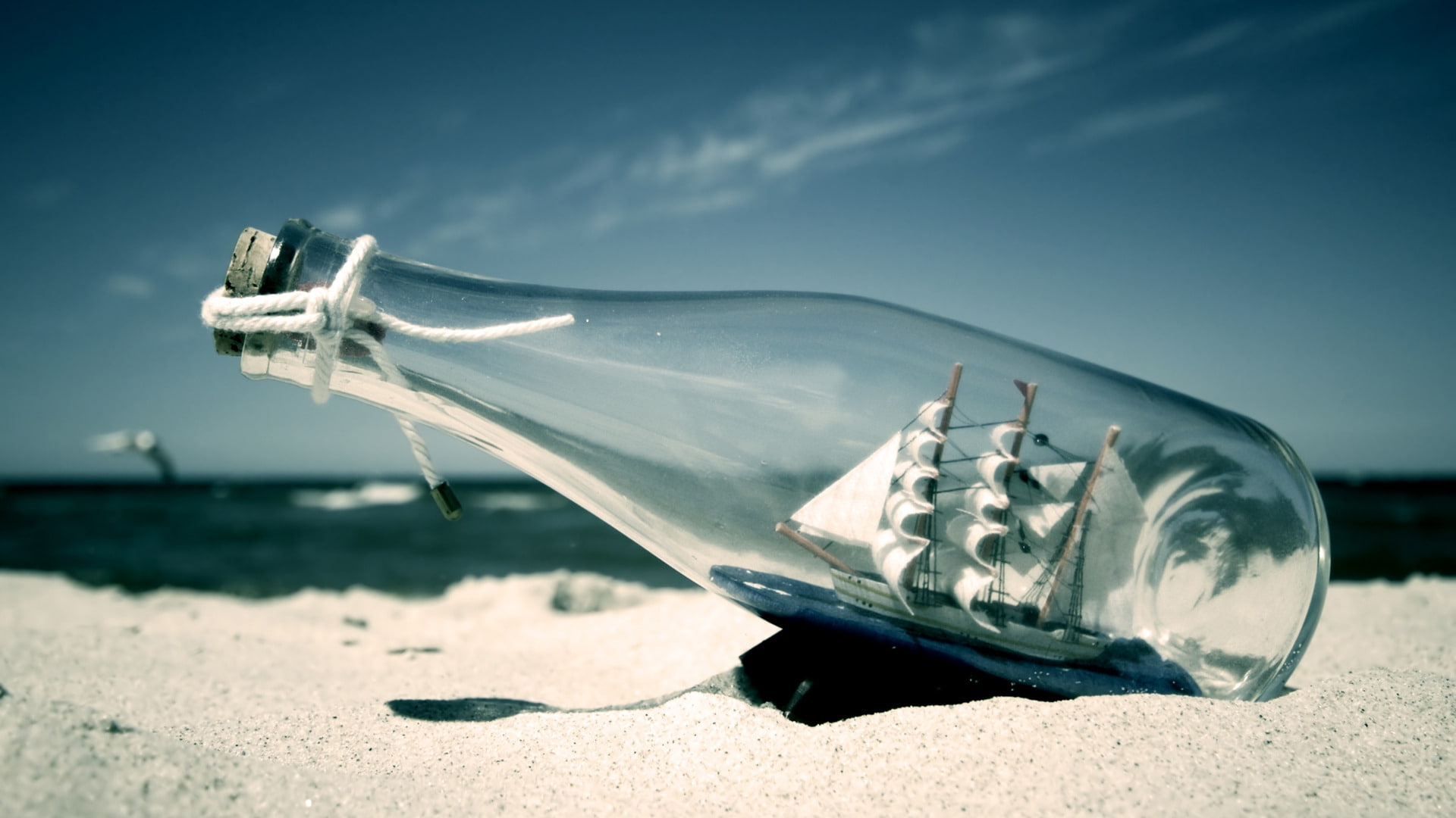 x, nature, ship, hd, beaches, beach, 1080P, art, bottles, HD Wallpaper