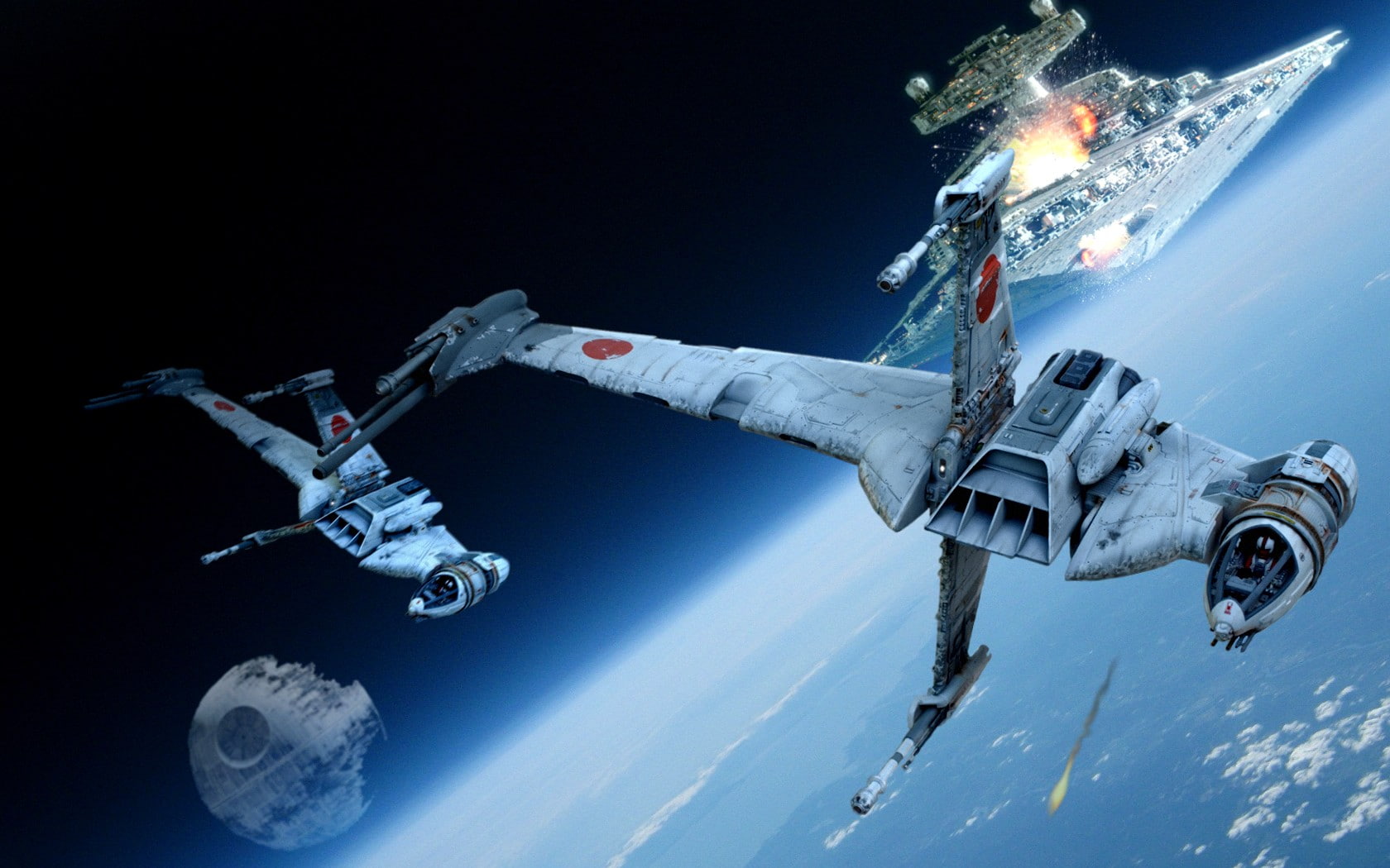 Death Star, B-wing, 720P, Star Wars, Star Destroyer, HD Wallpaper