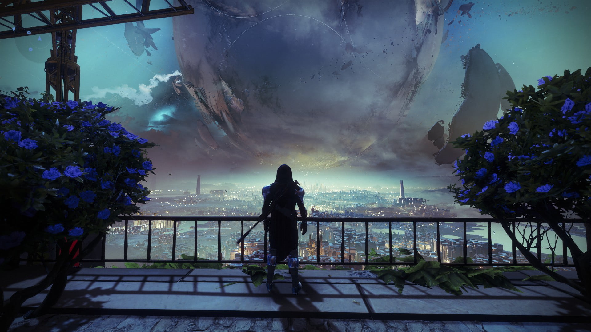 planet, flowers, video game art, space, Destiny 2 (video game), 1080P, city, screen shot, HD Wallpaper