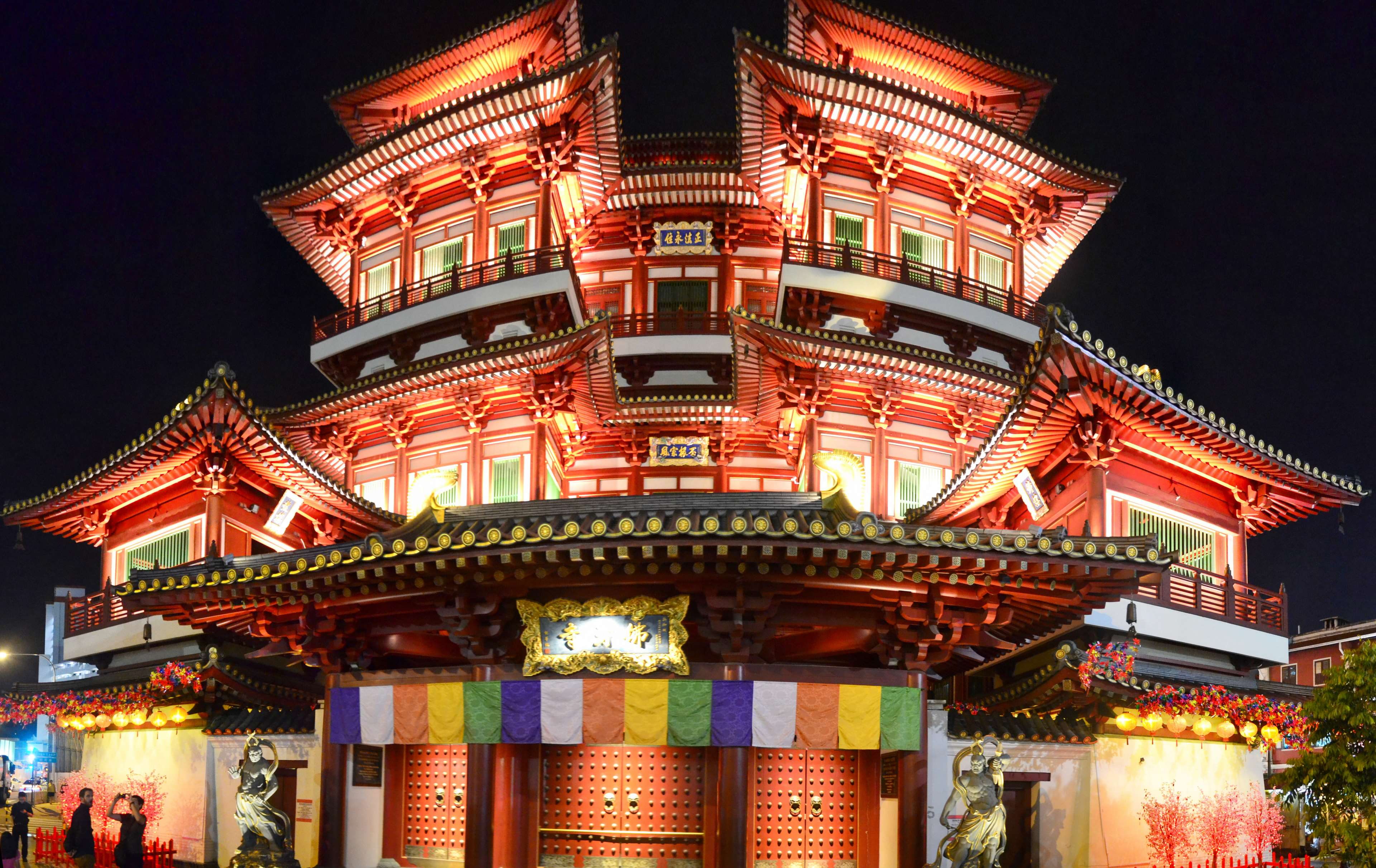 chinese lantern, religion, illuminated, built structure, building exterior, low angle view, chinese lantern festival, city, belief, night, outdoors, festival, HD Wallpaper