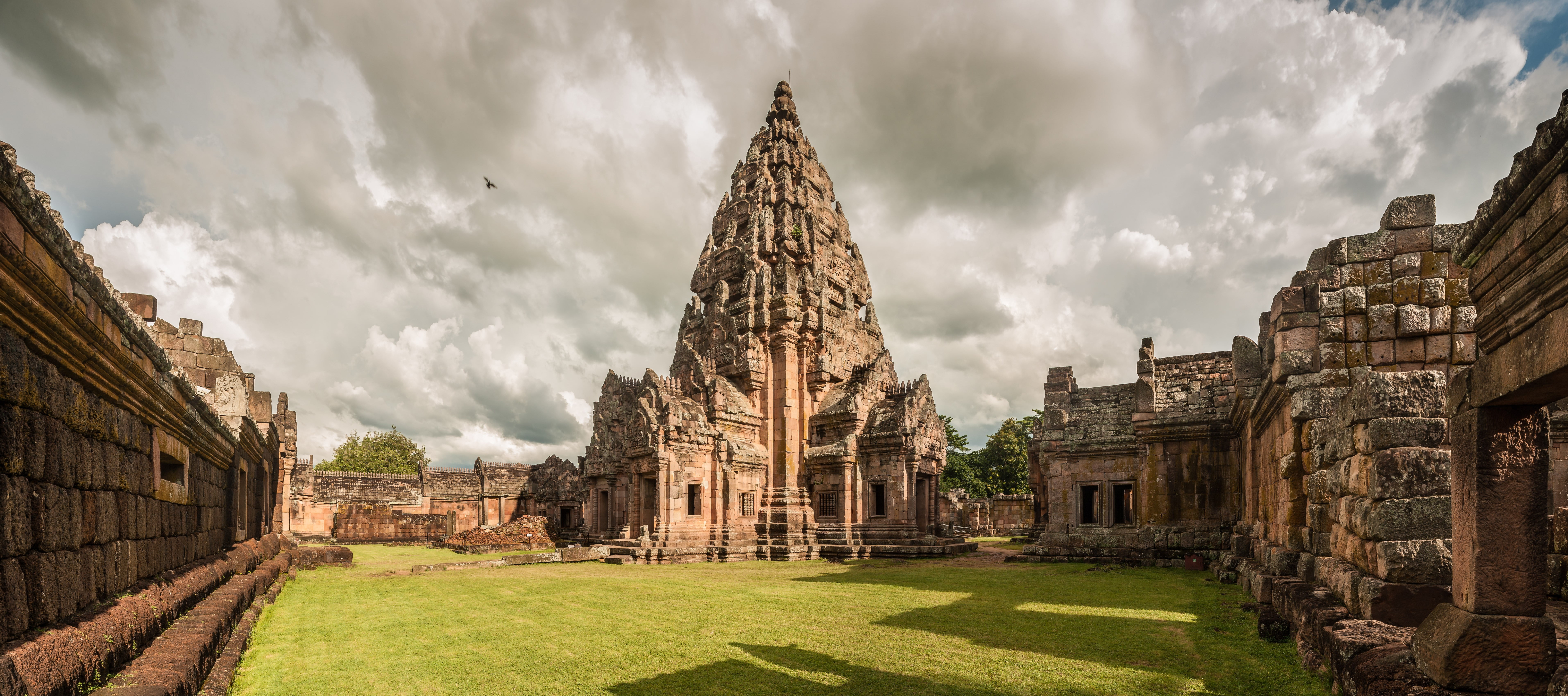 archaeology, building exterior, cloud - sky, building, old, grass, ancient, temple, gray, architecture, travel destinations, old ruin, park, travel, structure, HD Wallpaper