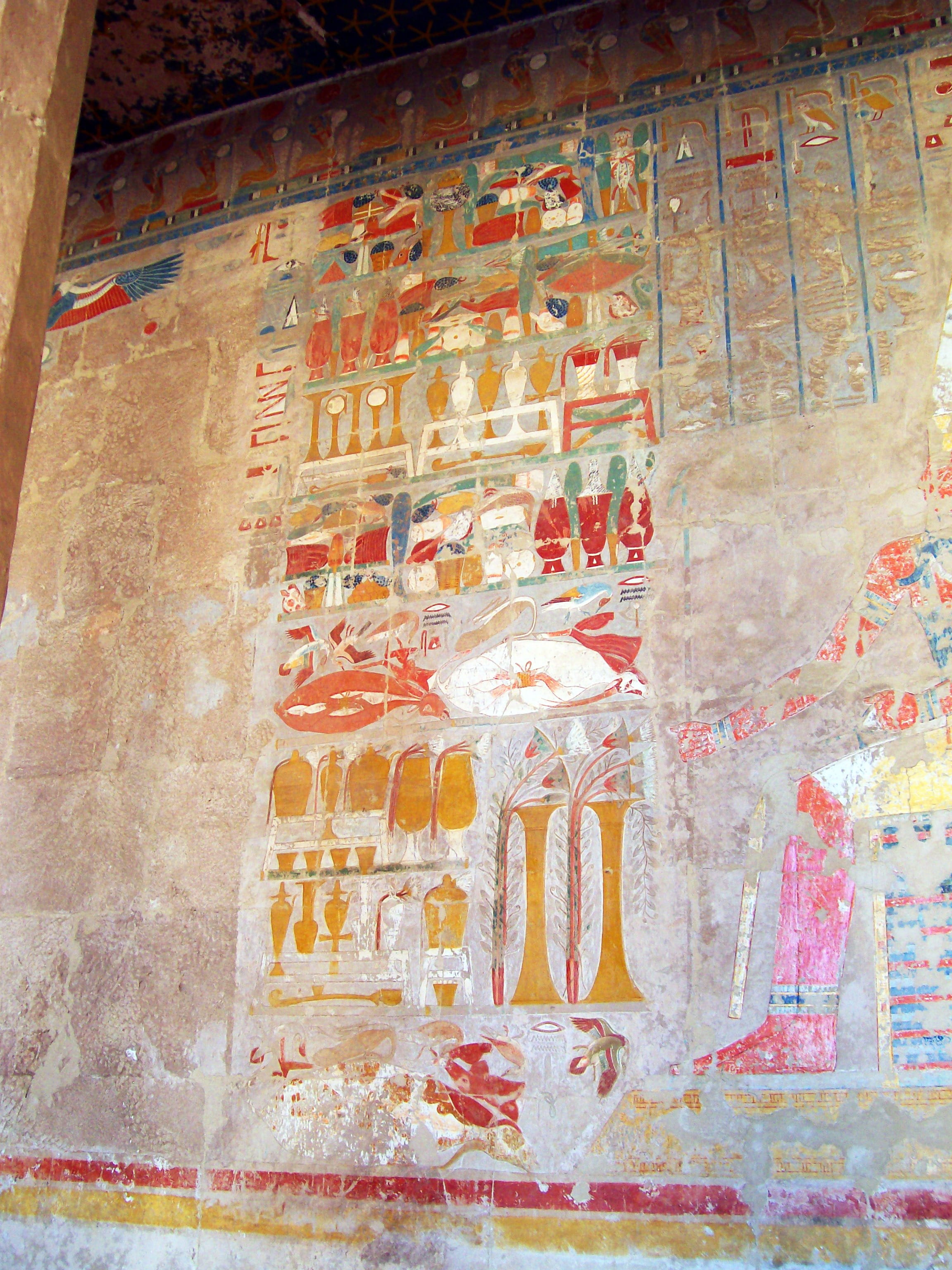 history, 2K, mural, architecture, low angle view, wall, day, religion, Hatshepsut, indoors, Temple, art and craft, multi colored, the past, belief, no people, Phone HD Wallpaper