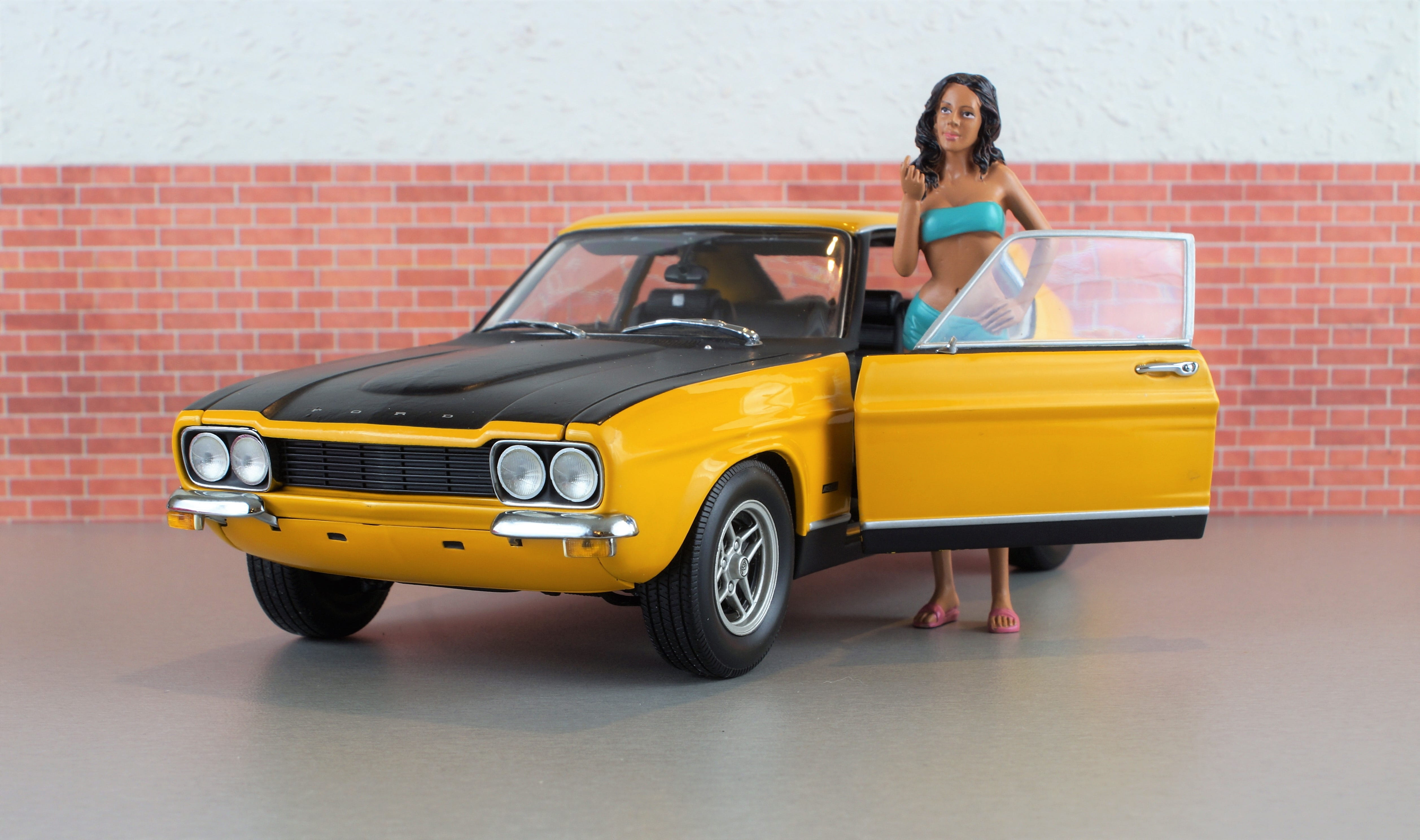 old, ford, full length, motor, adult, young women, front view, vehicle, transportation, Ford, outdoors, classic, architecture, Capri, Model Car, capri, HD Wallpaper