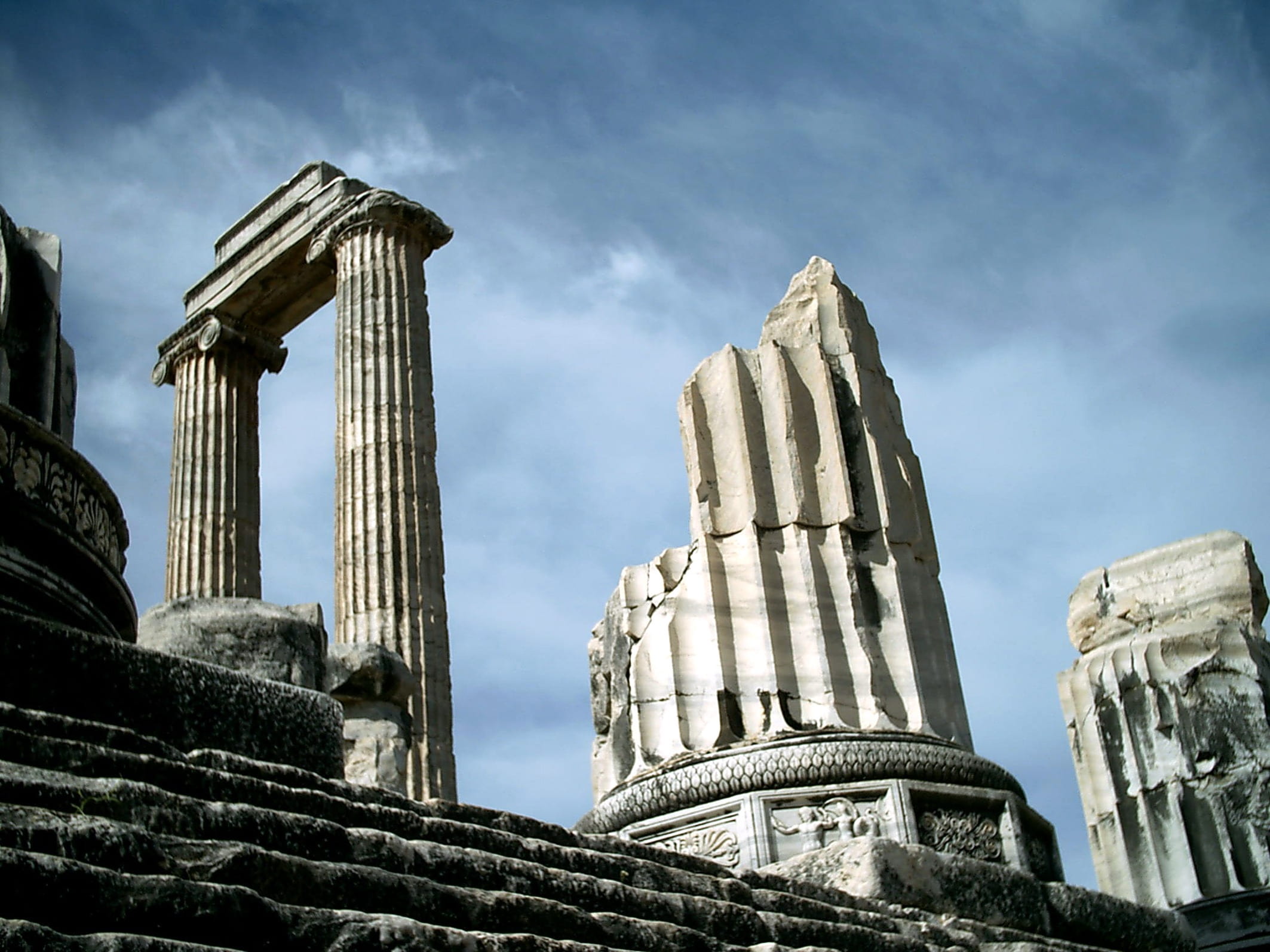 sky, the past, white, ancient, greeks, city, monuments, no people, ruined, low angle view, place of worship, outdoors, building exterior, nature, didyma, HD Wallpaper