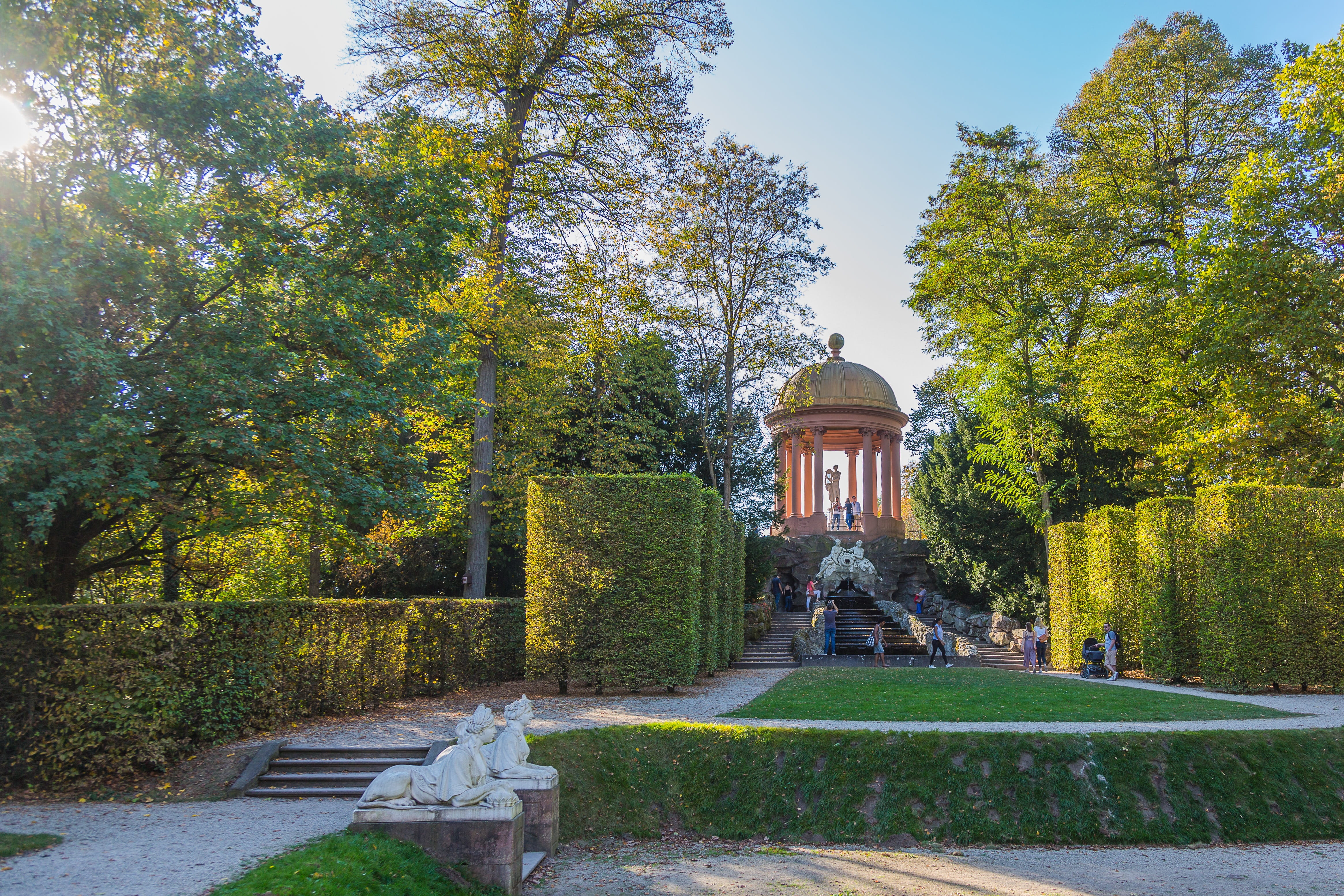 change, apollo temple, temple, grass, green color, direction, nature, castle park, built structure, garden, beauty in nature, schwetzingen, plant, day, HD Wallpaper
