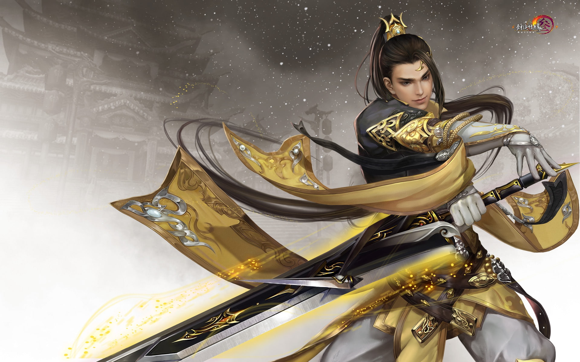 warrior, Tibetan sword, art, 1080P, sword, the game, Gian Vang, Twilight mountain fly bird °, HD Wallpaper