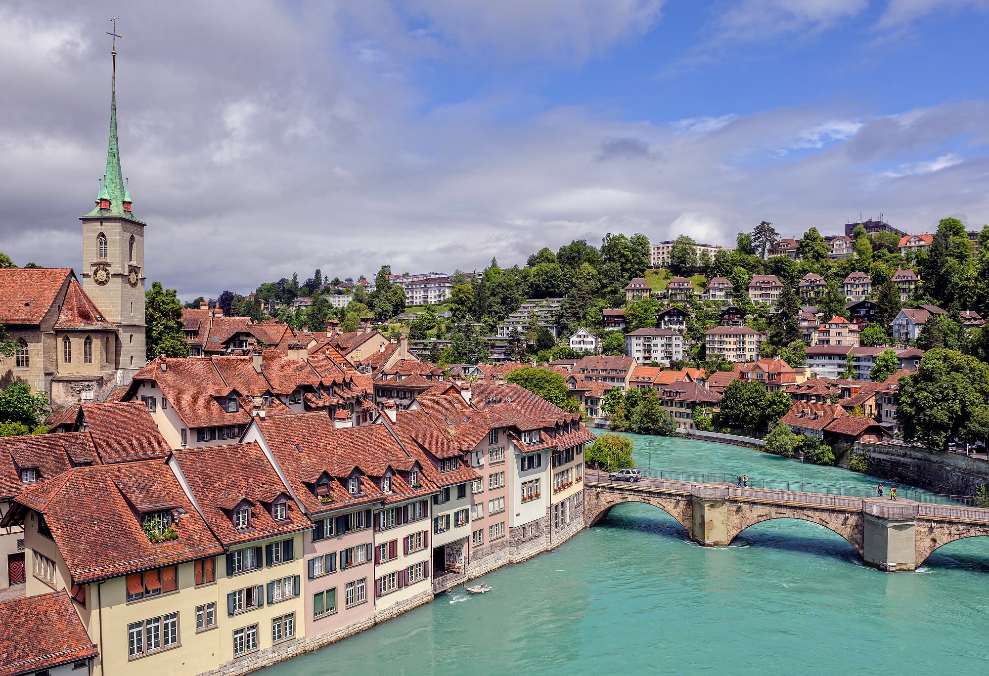 river, building, Switzerland, bridge, Aare river, Bern, 1080P, HD Wallpaper