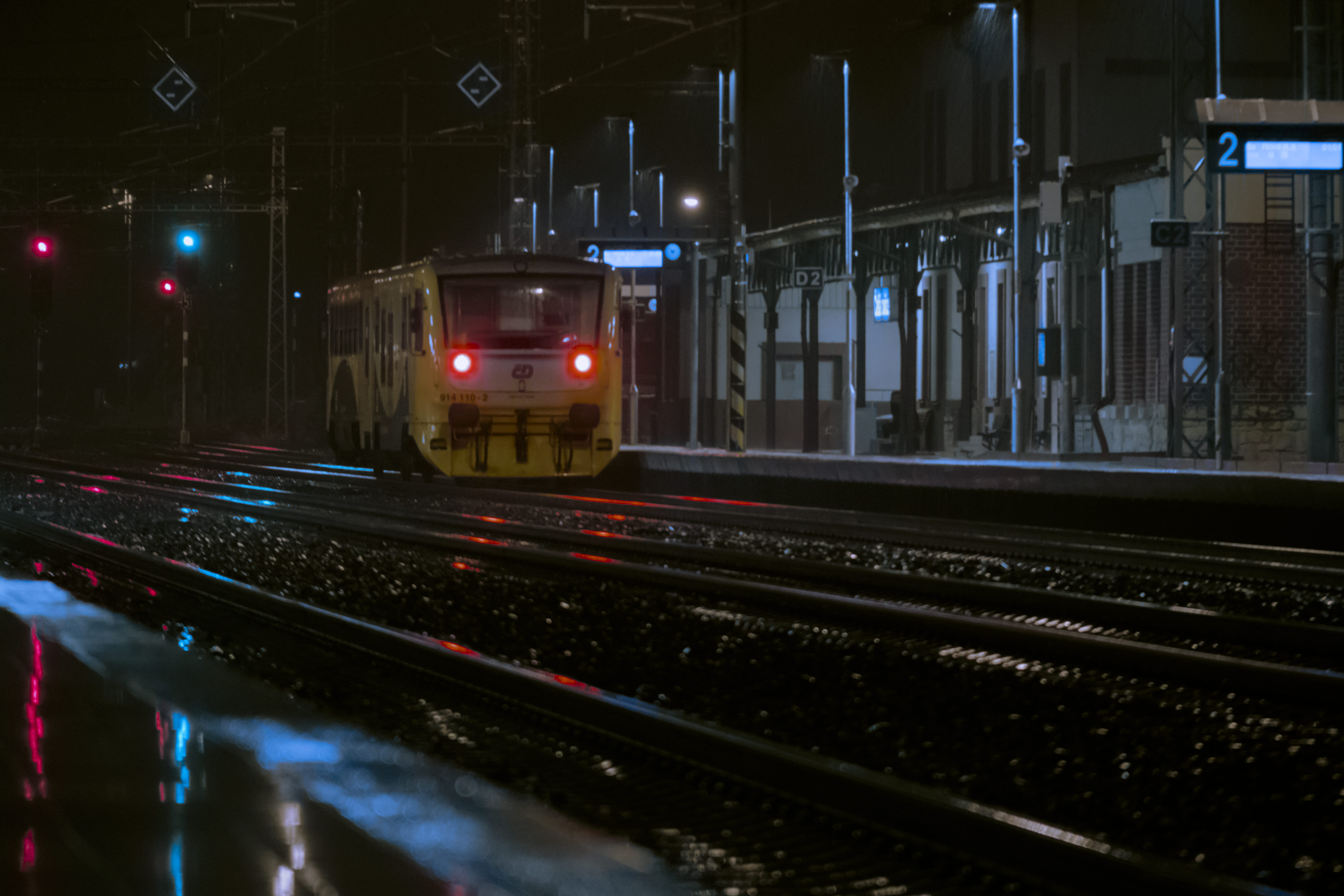 public transportation, land vehicle, transportation, track, work, no people, night, illuminated, prague, motion, mode of transportation, light, travel, HD Wallpaper