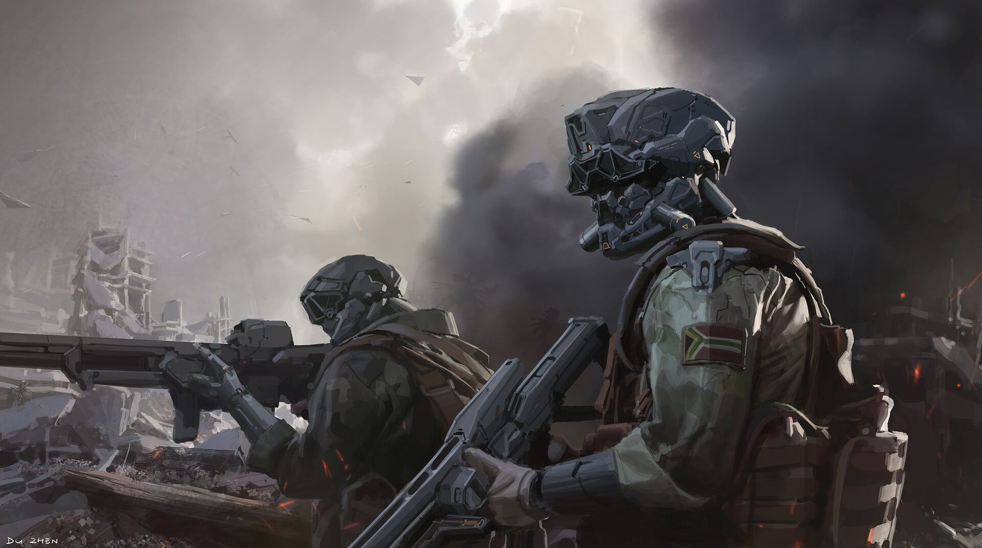 1080P, weapon, futuristic, digital art, lok du, ArtStation, science fiction, HD Wallpaper