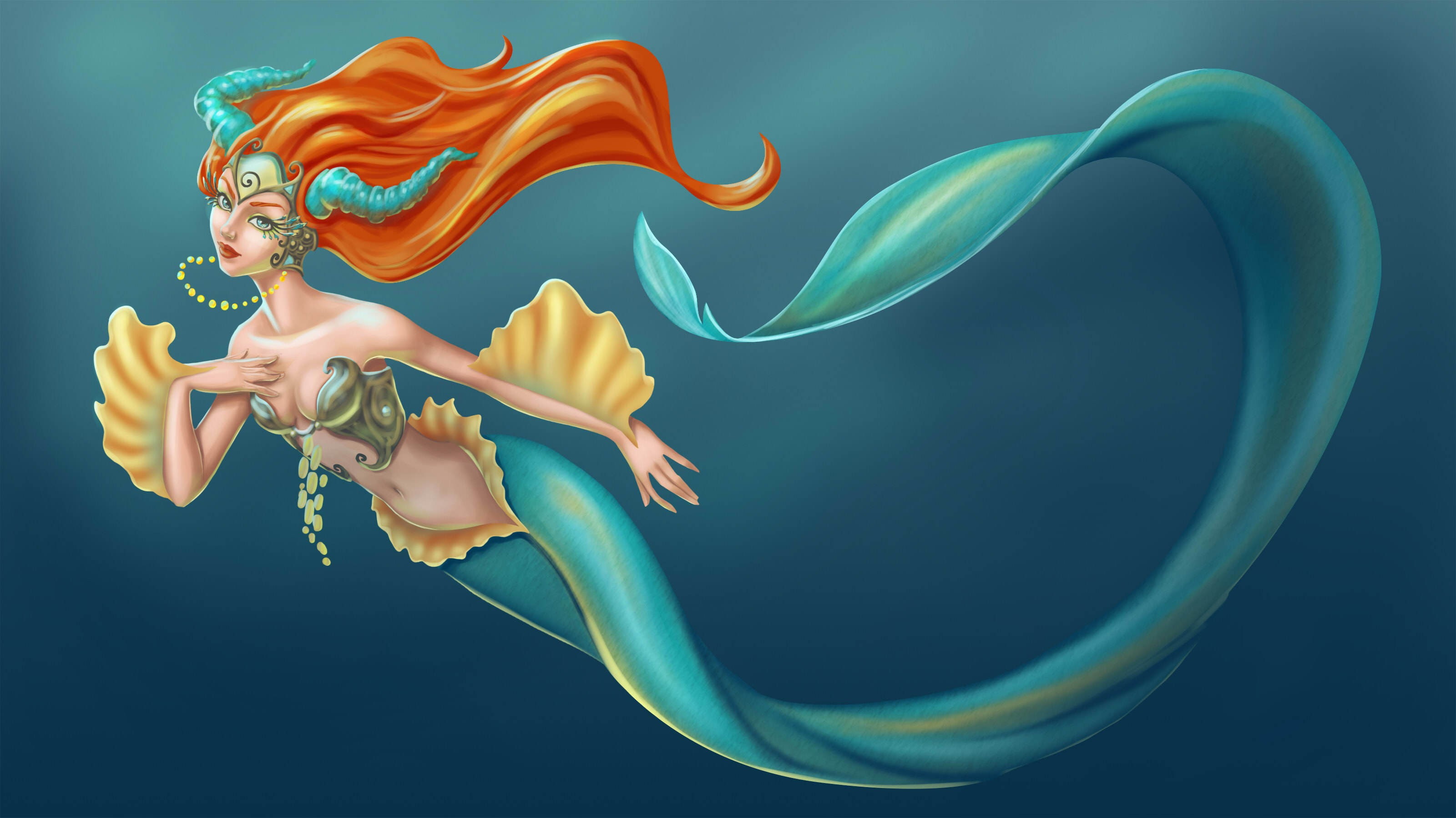 women, 2K, fantasy art, mermaids, HD Wallpaper