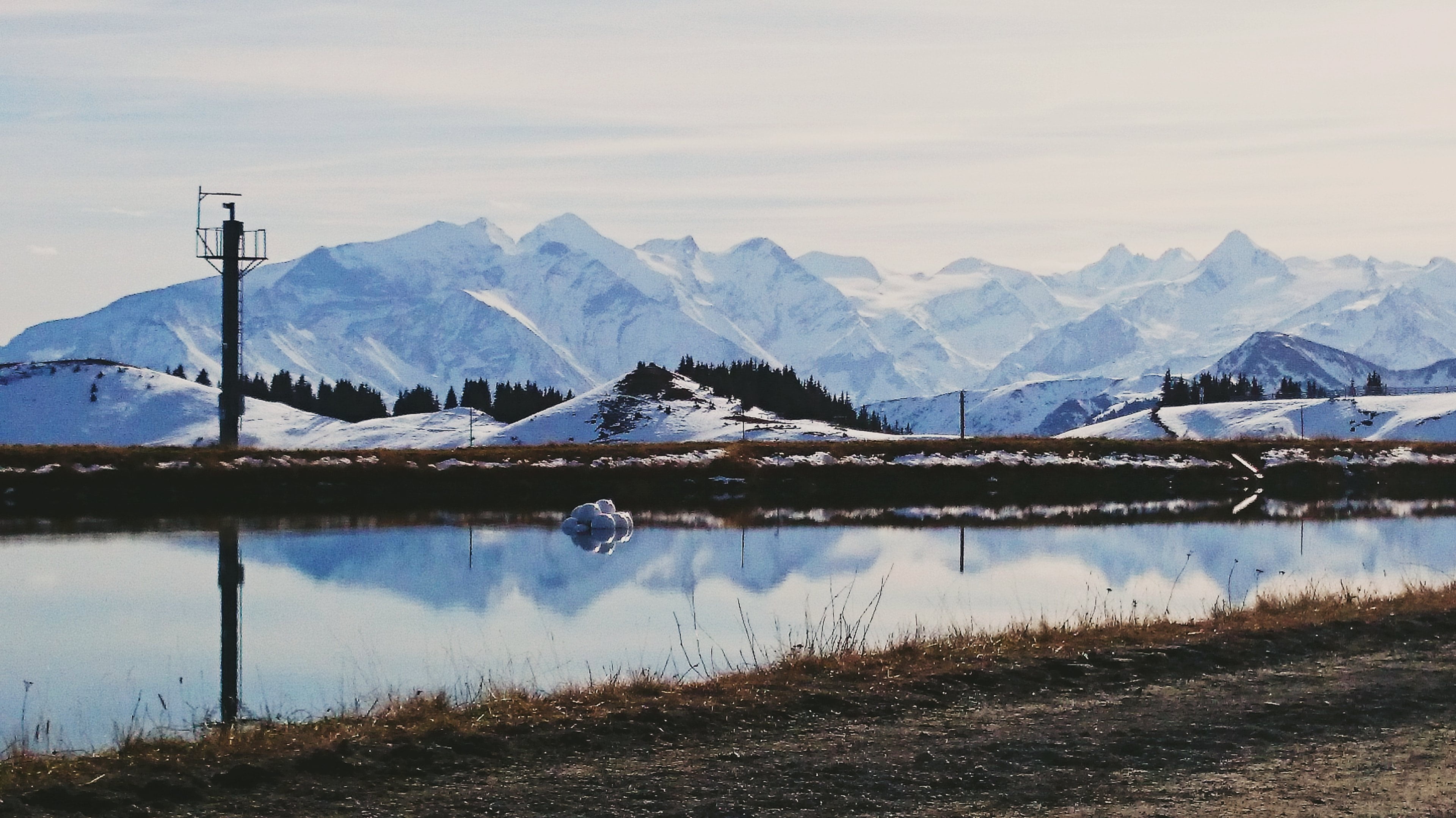 day, mirroring, reflection, scenics - nature, lake, white, ice, beauty in nature, snowy, scenics, snow magic, snow landscape, beautiful, rest, 4K, outdoors, HD Wallpaper