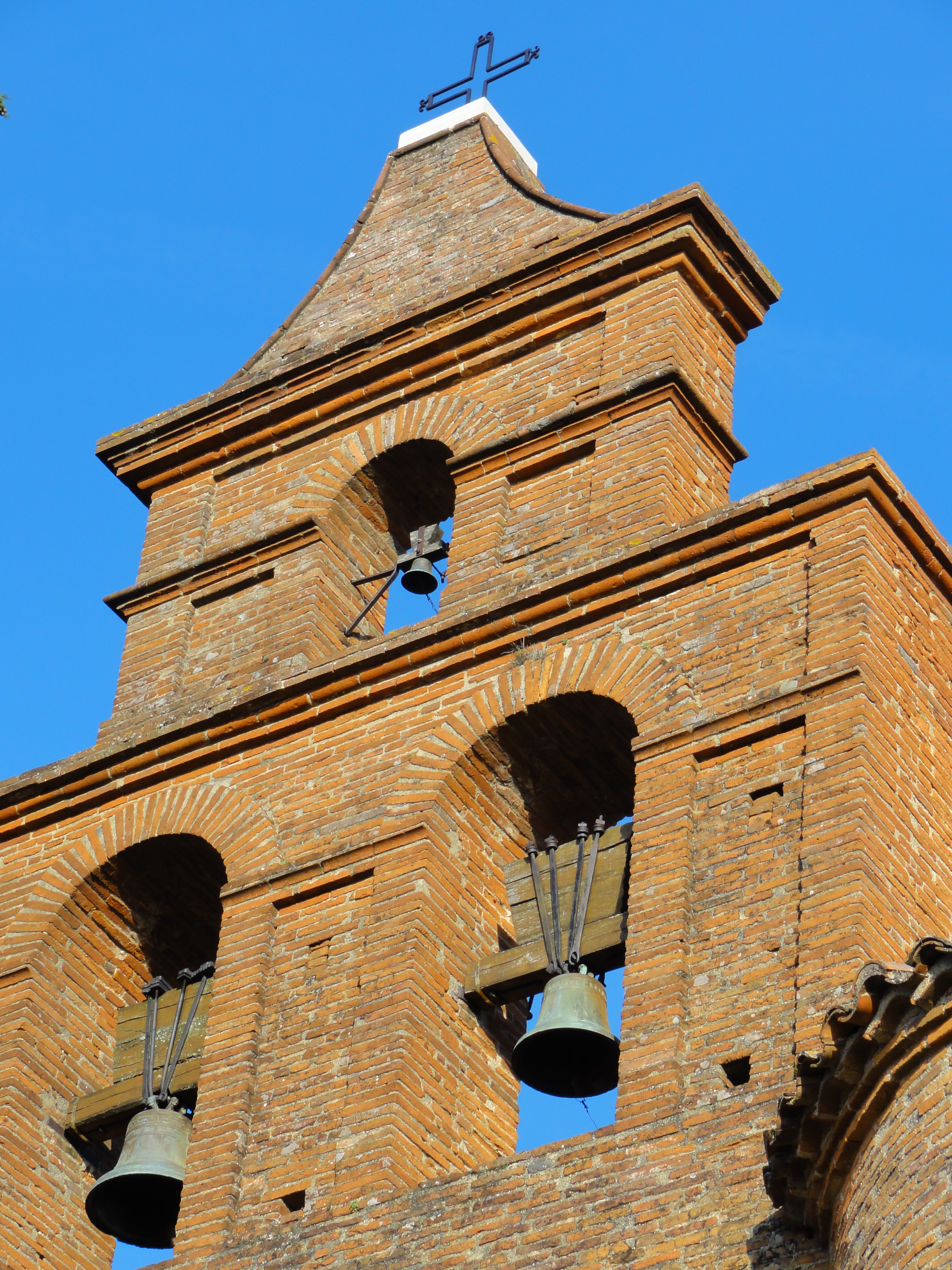 tower, church, building, bell tower, day, clock, stones, heritage, no people, sky, bells, cross, sunlight, outdoors, the past, nature, built structure, Phone HD Wallpaper