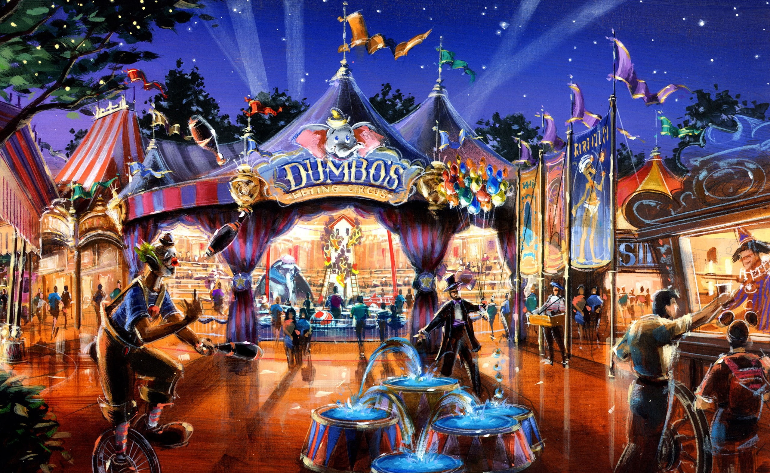 travel destinations, amusement, dumbos, religion, art and craft, belief, Disney, Old Disney, amusement park, carousel, illuminated, spirituality, dumbo in fantasyland, HD Wallpaper