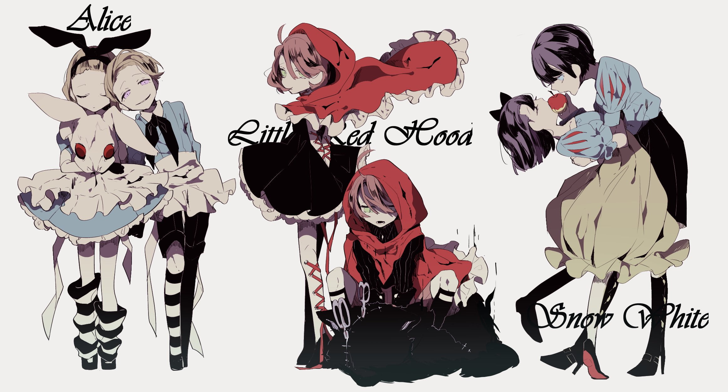 Original, Purple Eyes, Girl, Brown Hair, Red Hair, Alice In Wonderland, 1080P, Purple Hair, Red Riding Hood, Blue Eyes, Snow White, Anime, Boy, Green Eyes, HD Wallpaper