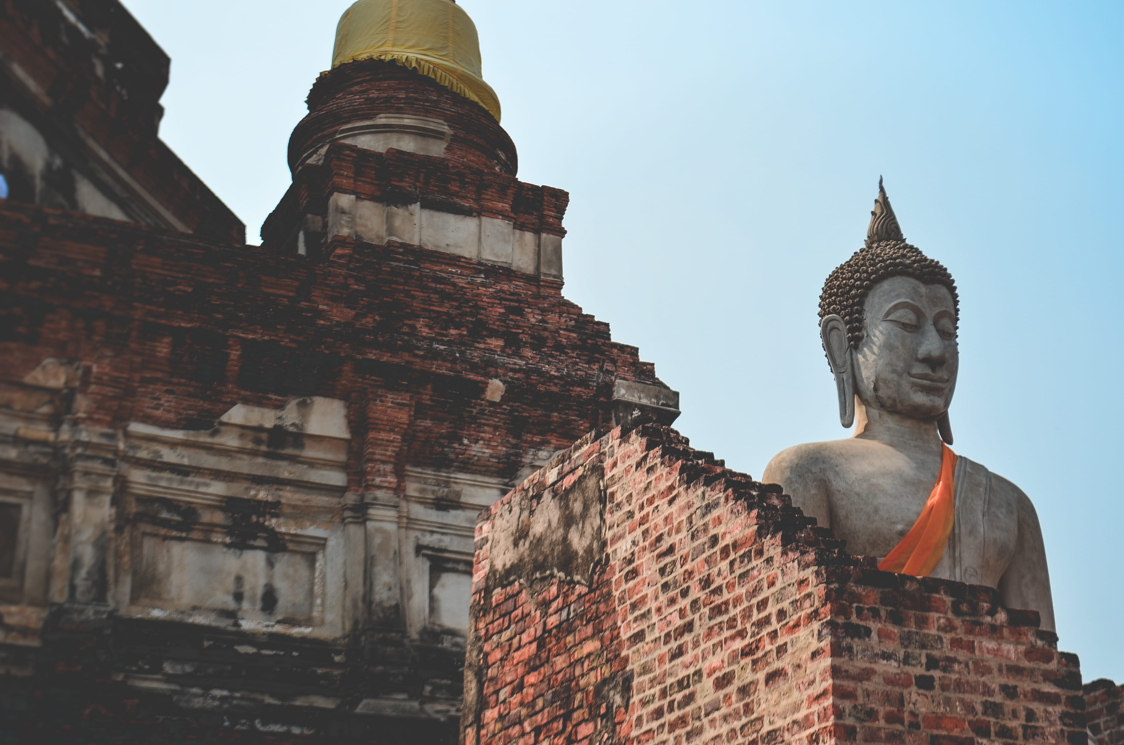 daylight, buddha, building exterior, place of worship, ancient, sky, photography, representation, sculpture, 2K, god, the past, tradition, spirituality, HD Wallpaper