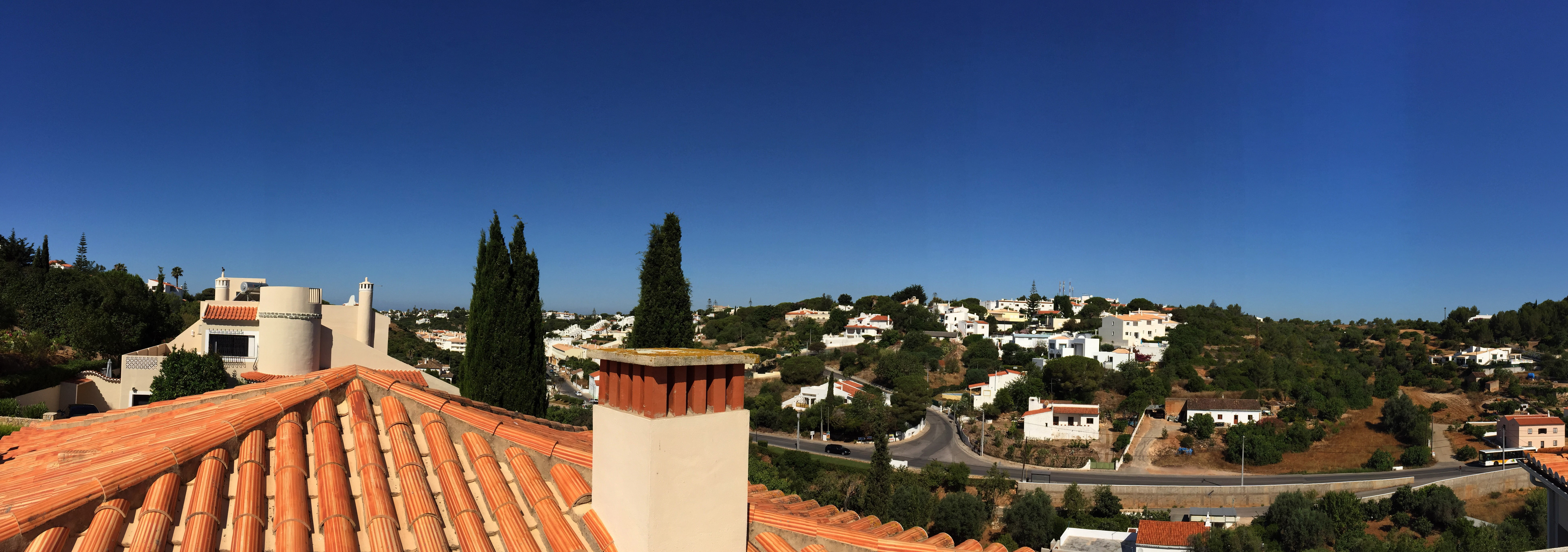8K, town, high angle view, clear sky, roof, women, no people, Portugal, architecture, blue, building exterior, residential district, townscape, plant, HD Wallpaper