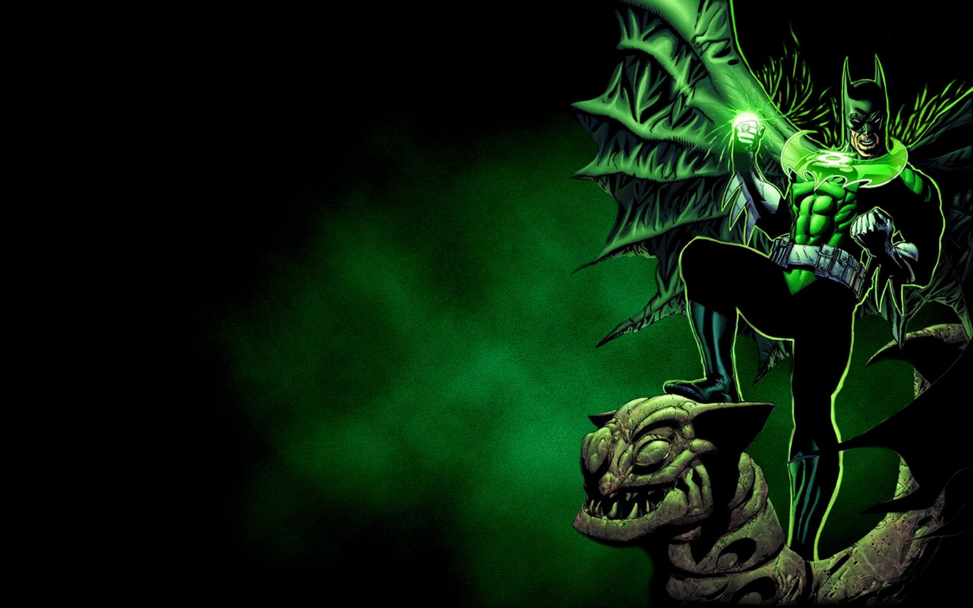 hd, green, cartoon/comic, lantern, batman, 1080P, HD Wallpaper